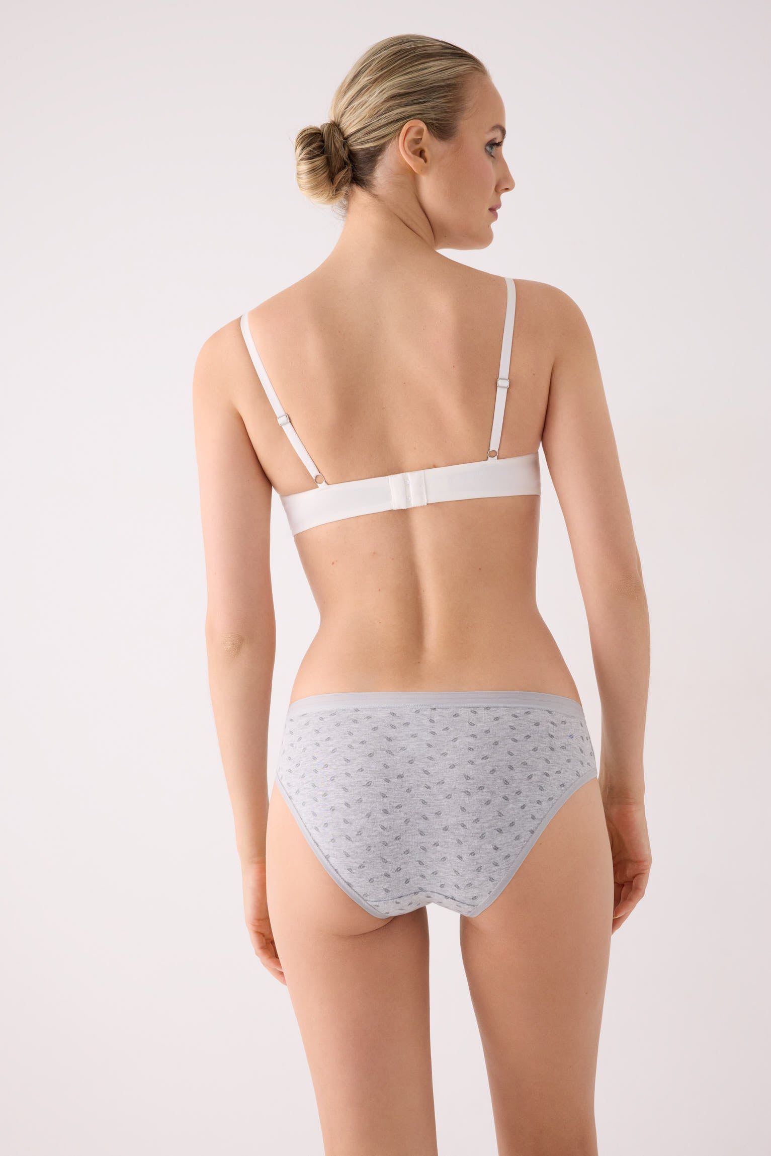 Pack of 2 printed cotton midi briefs, grey