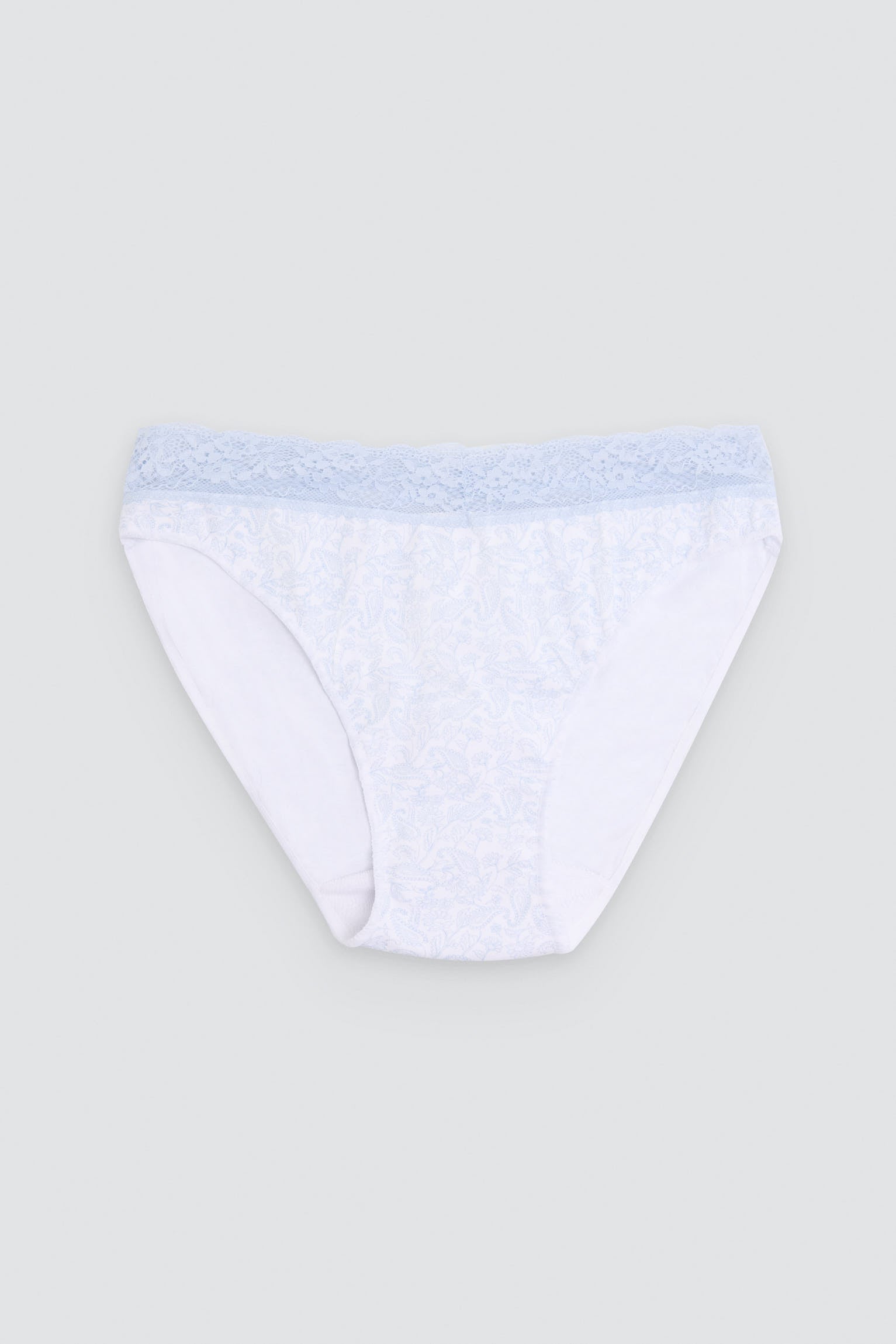 Pack of 2 printed cotton mini briefs with lace trim, blue