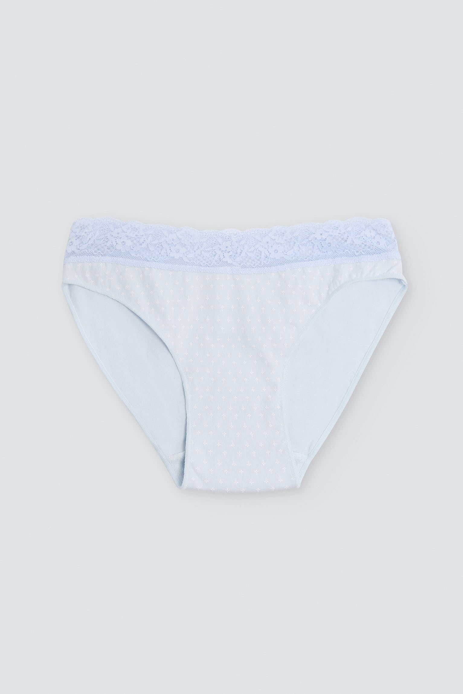 Pack of 2 printed cotton mini briefs with lace trim, blue
