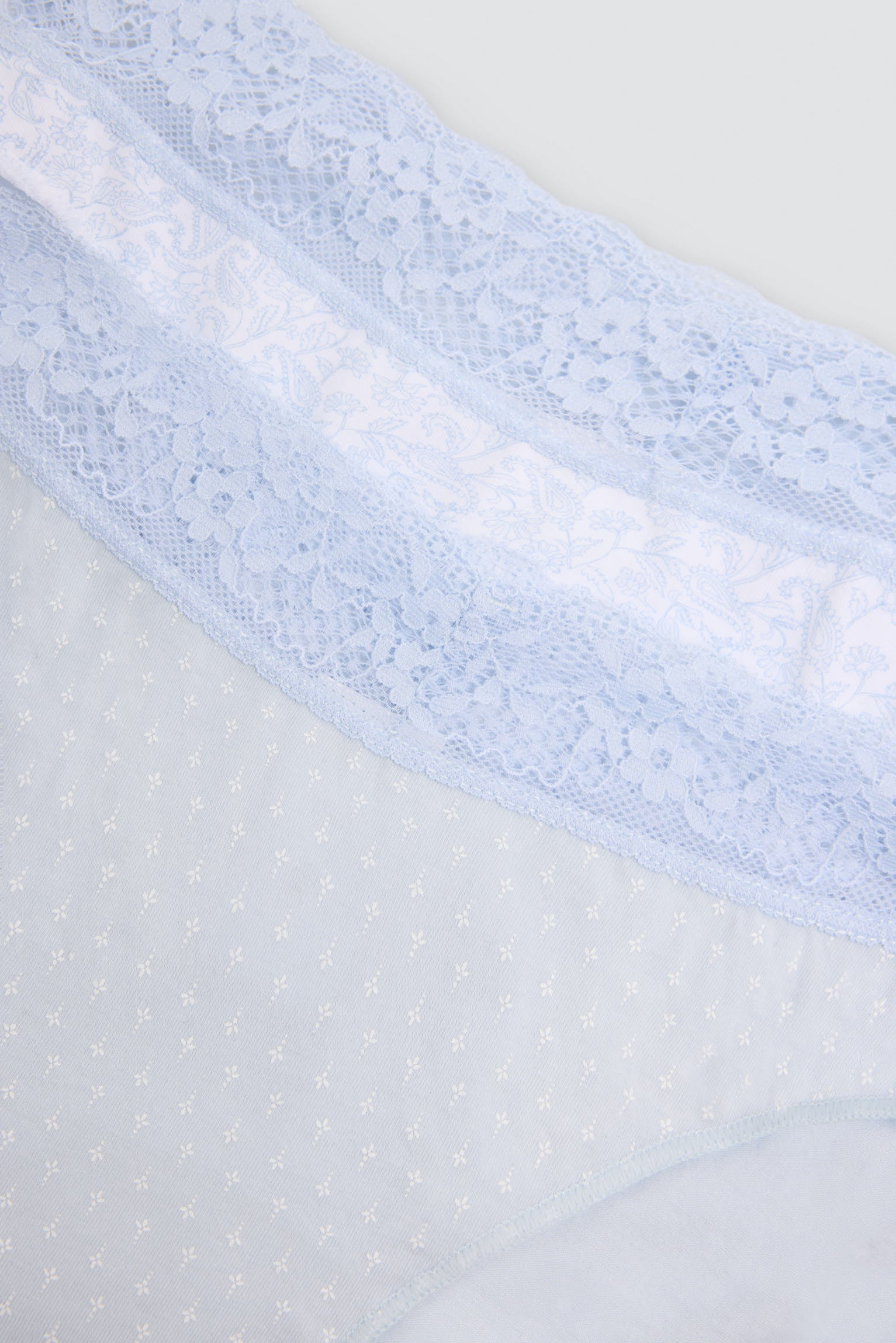 Pack of 2 printed cotton mini briefs with lace trim, blue