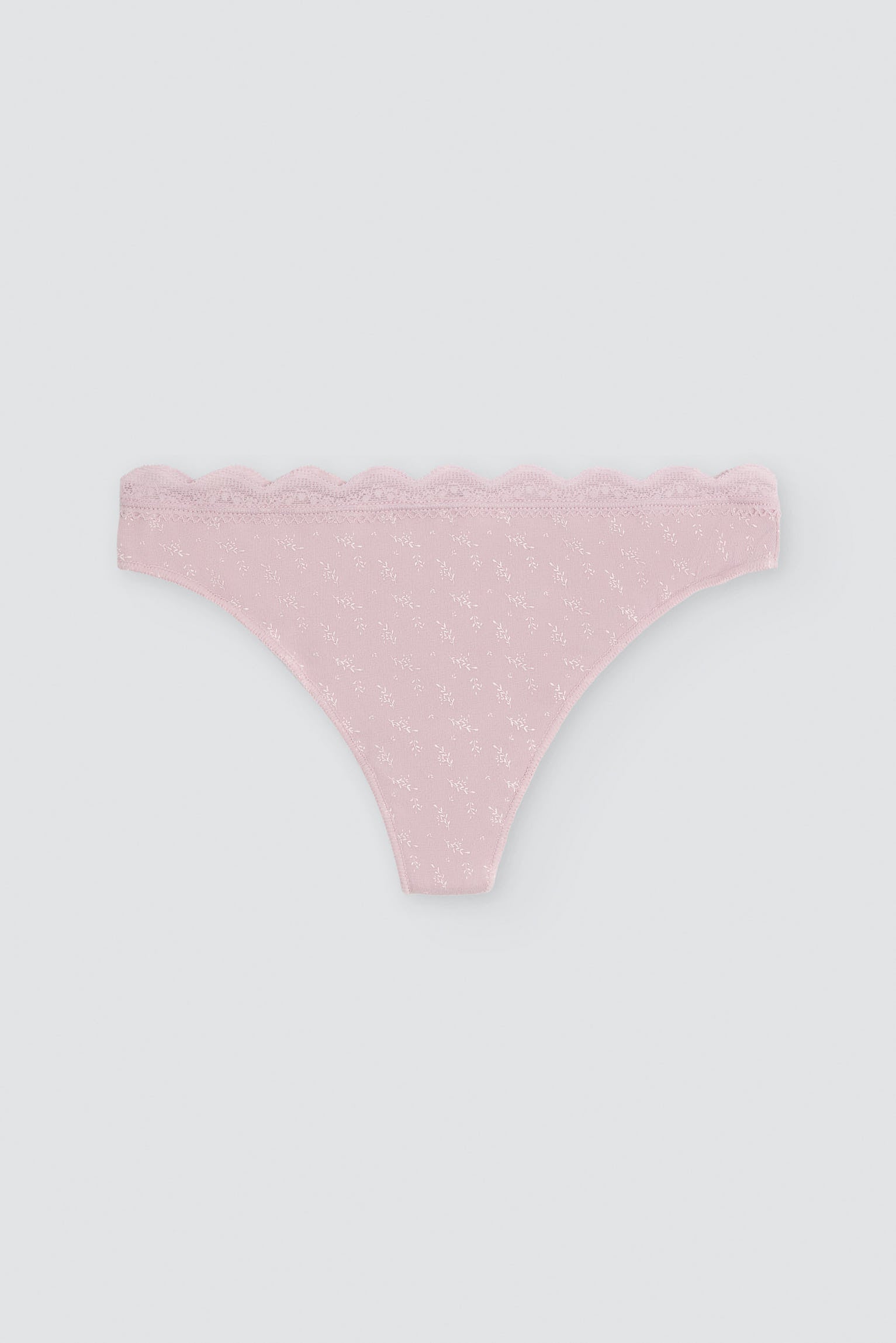 Pack of 2 printed cotton thongs with lace trim, multicolour