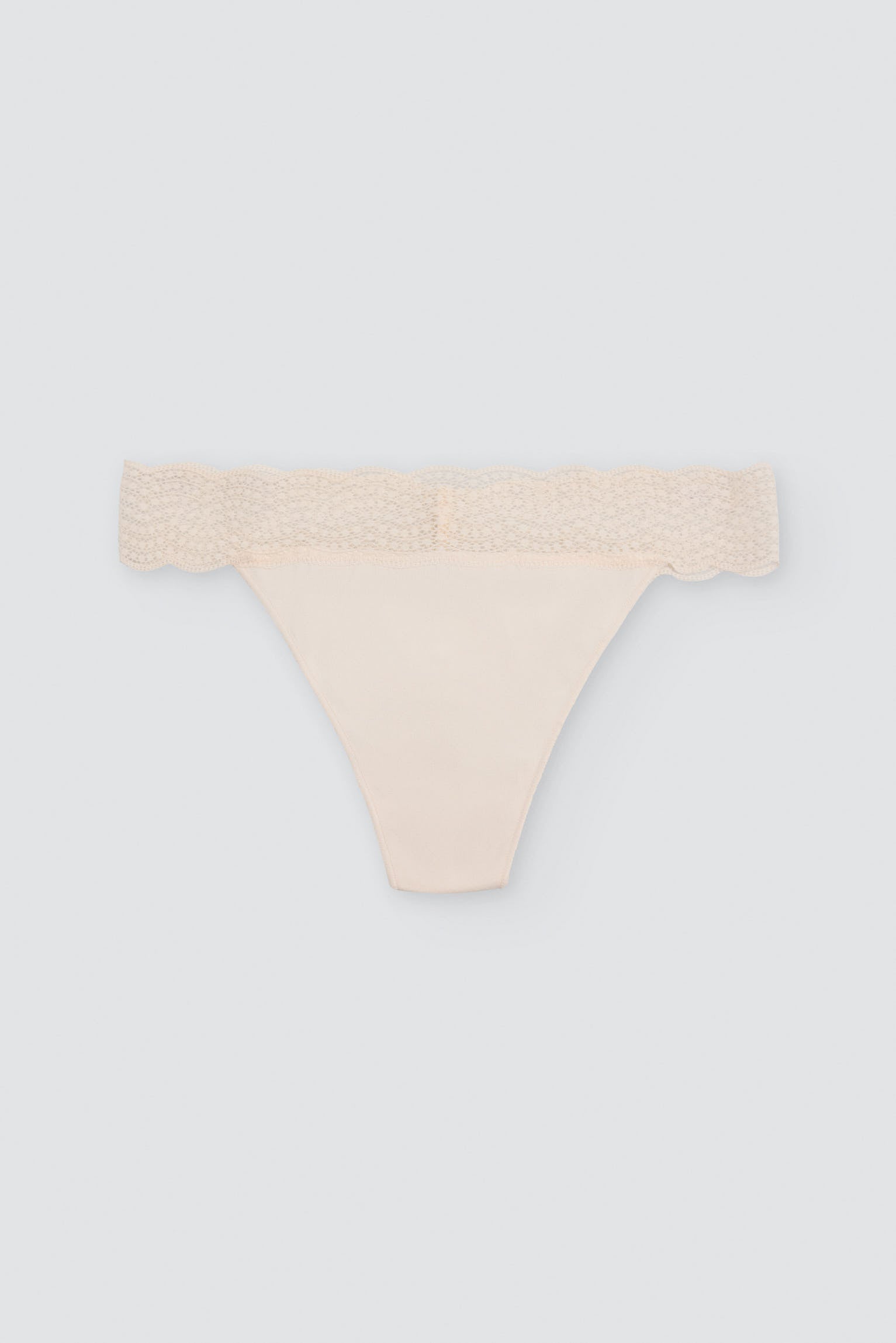 Cotton thong with ivory lace trim