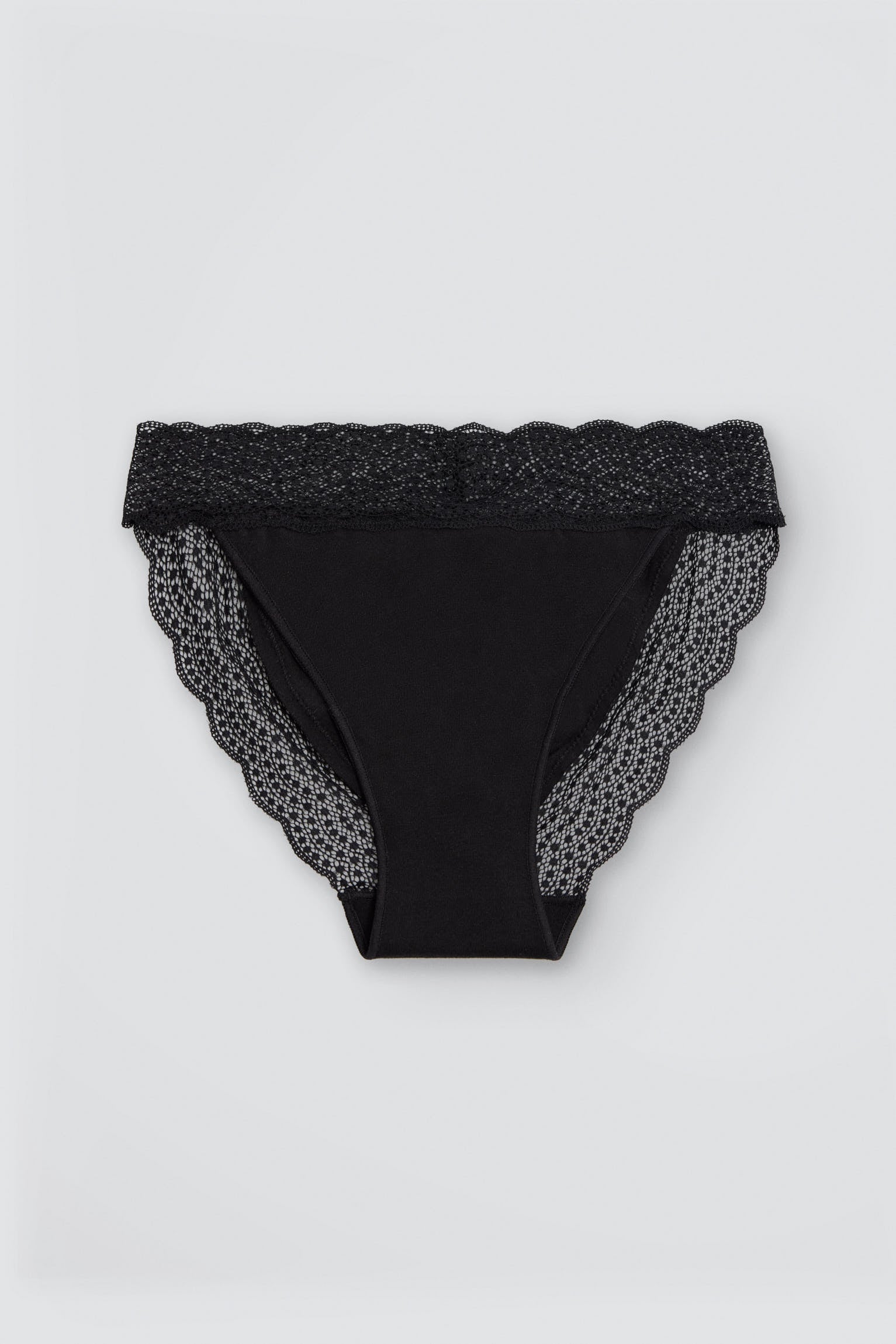 Mini briefs cotton with lace trim black