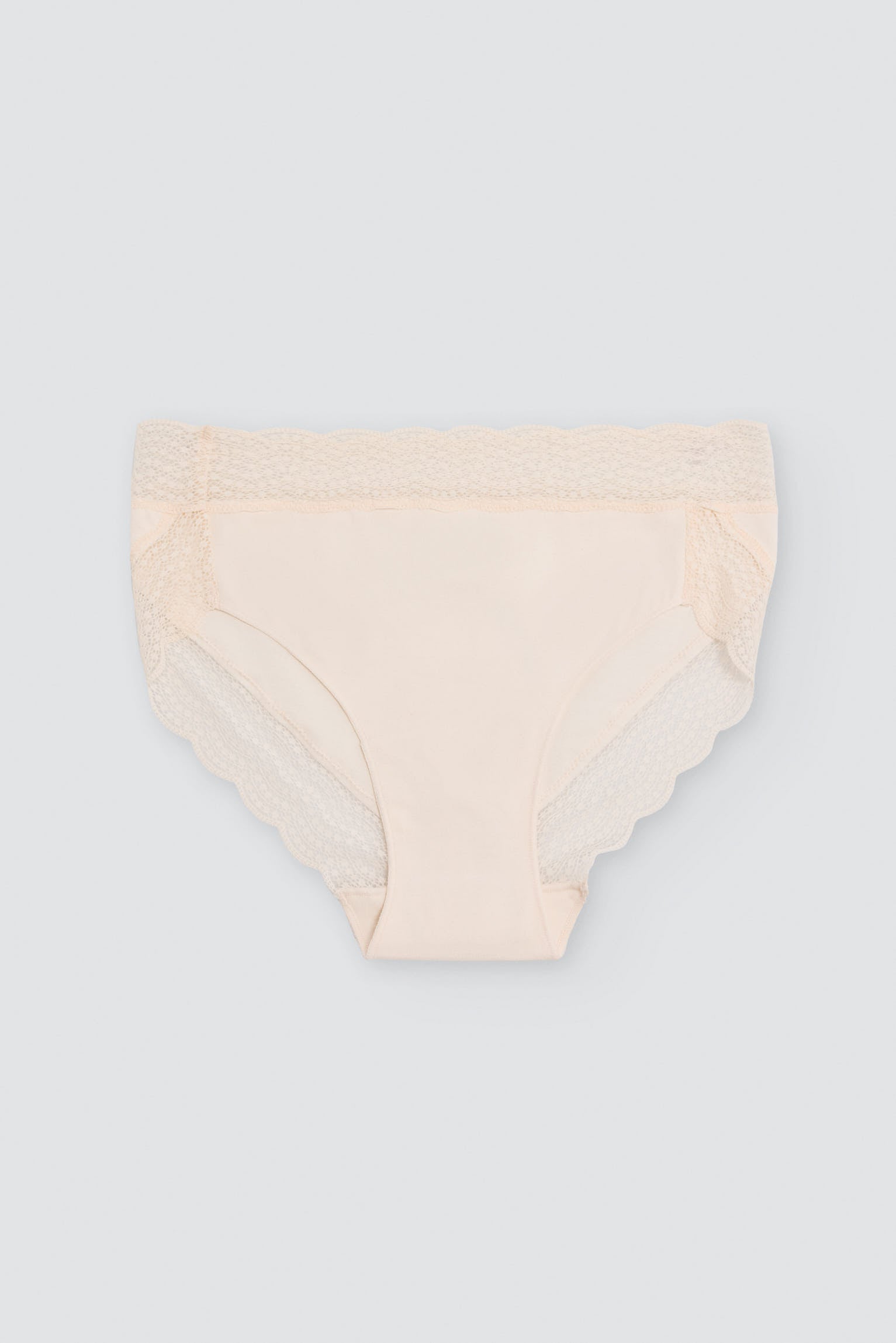 Midi briefs cotton with lace trim ivory