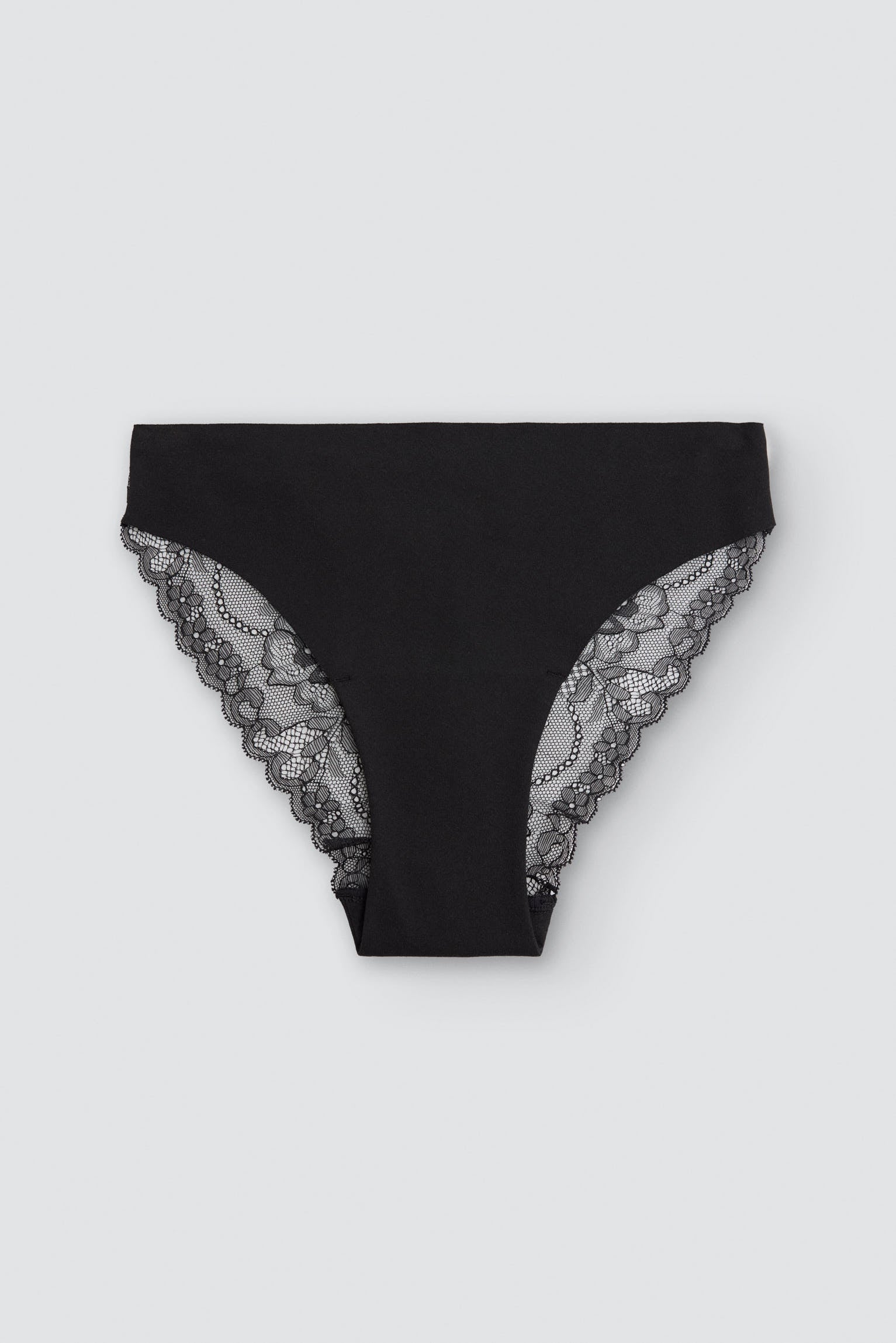 Brazilian briefs laser-cut cotton with lace black