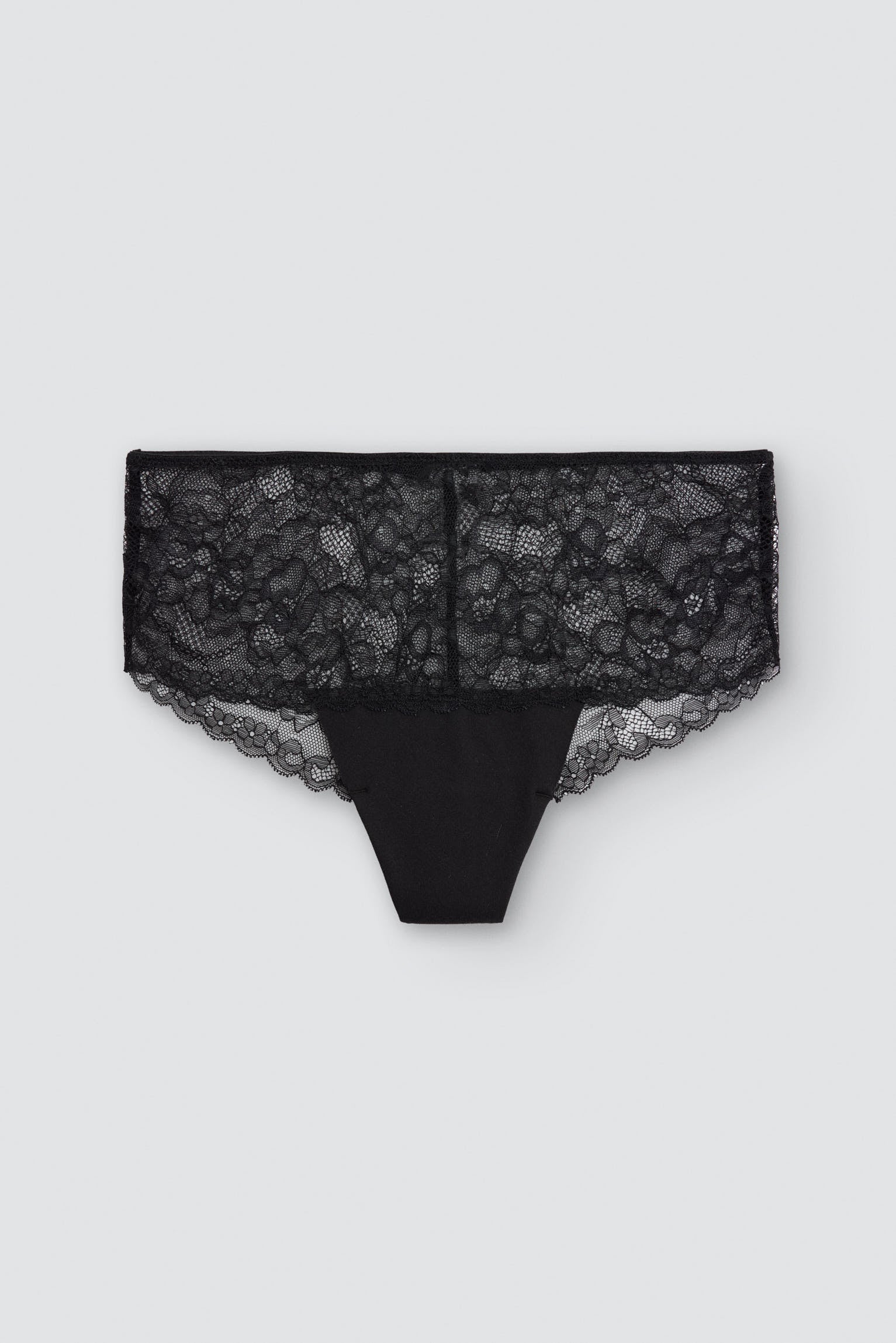 Brazilian hipster briefs laser-cut cotton with lace black
