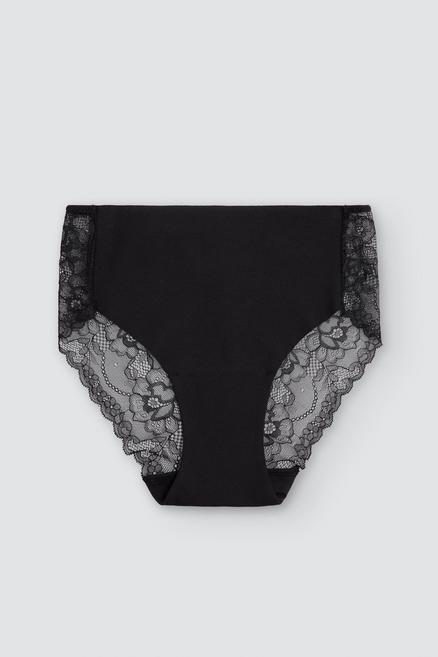 Midi briefs laser-cut cotton with lace black