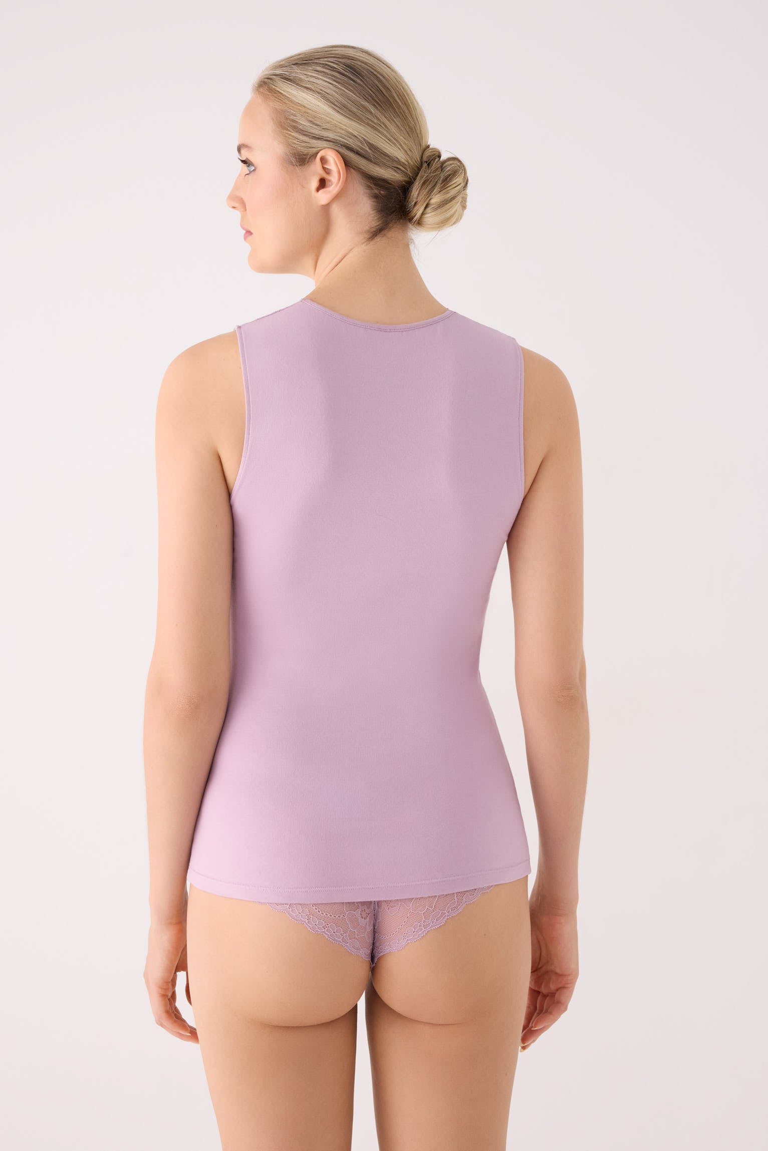 PRE-ORDER Pink wide-strap camisole with lace neckline