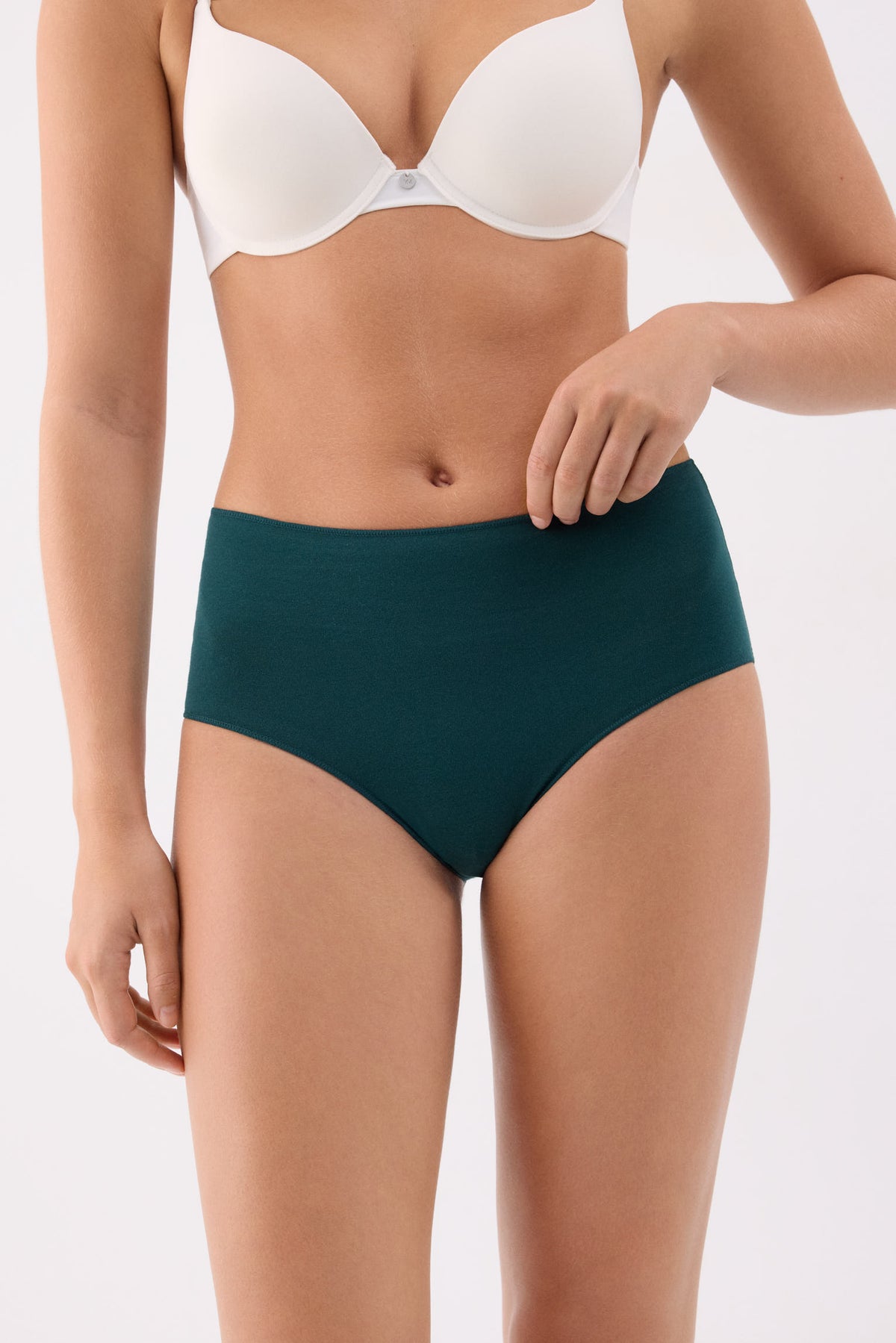 Pack of 3 high-waist cotton briefs in cool colours