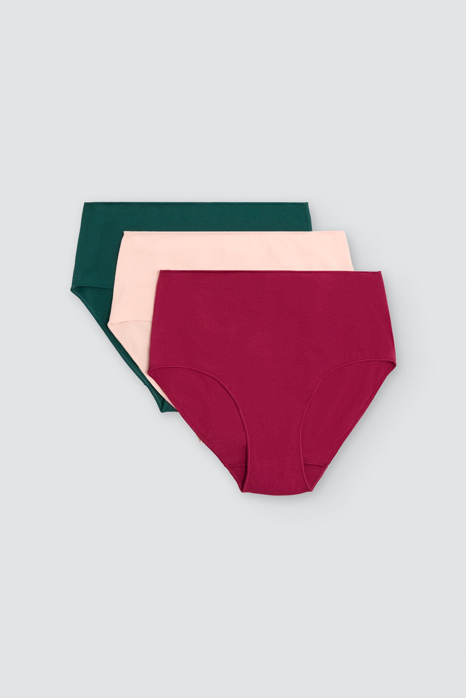 Pack of 3 high-waist cotton briefs in cool colours