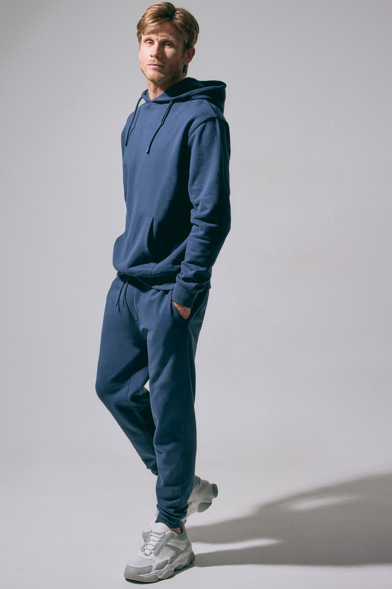 Men's navy sports joggers with adjustable waist