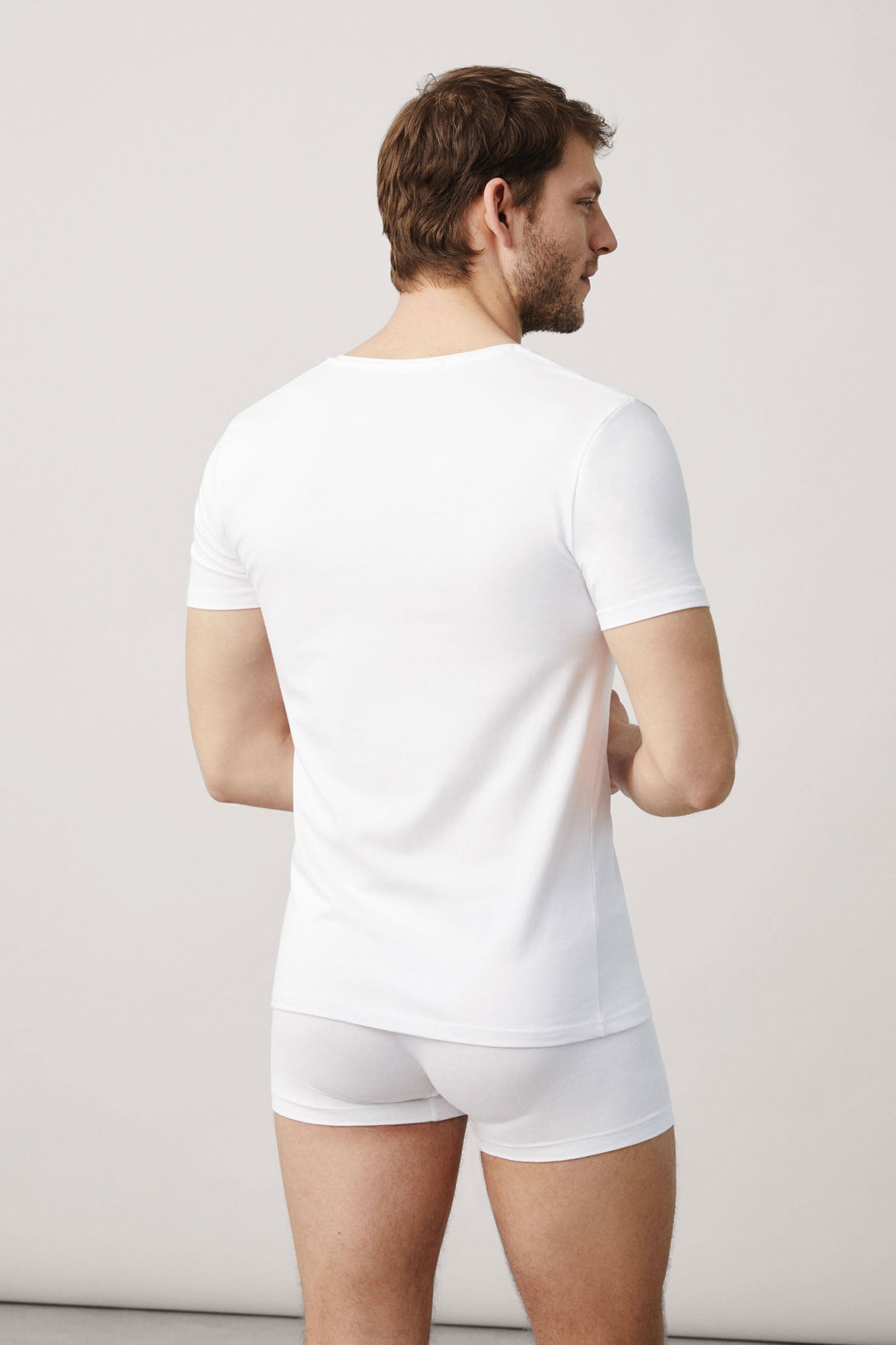 20100 3 camiseta interior manga corta cuello pico hombre - Blanco