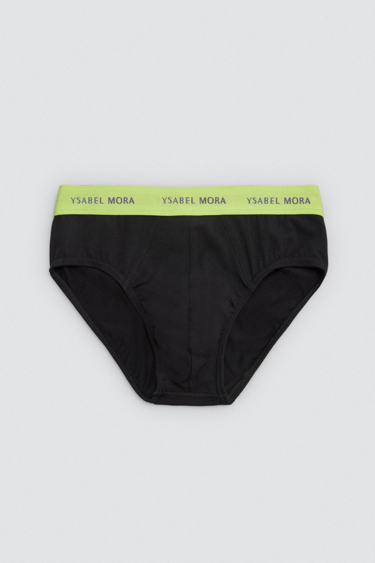 Pack of 6 basic black briefs with a colored band