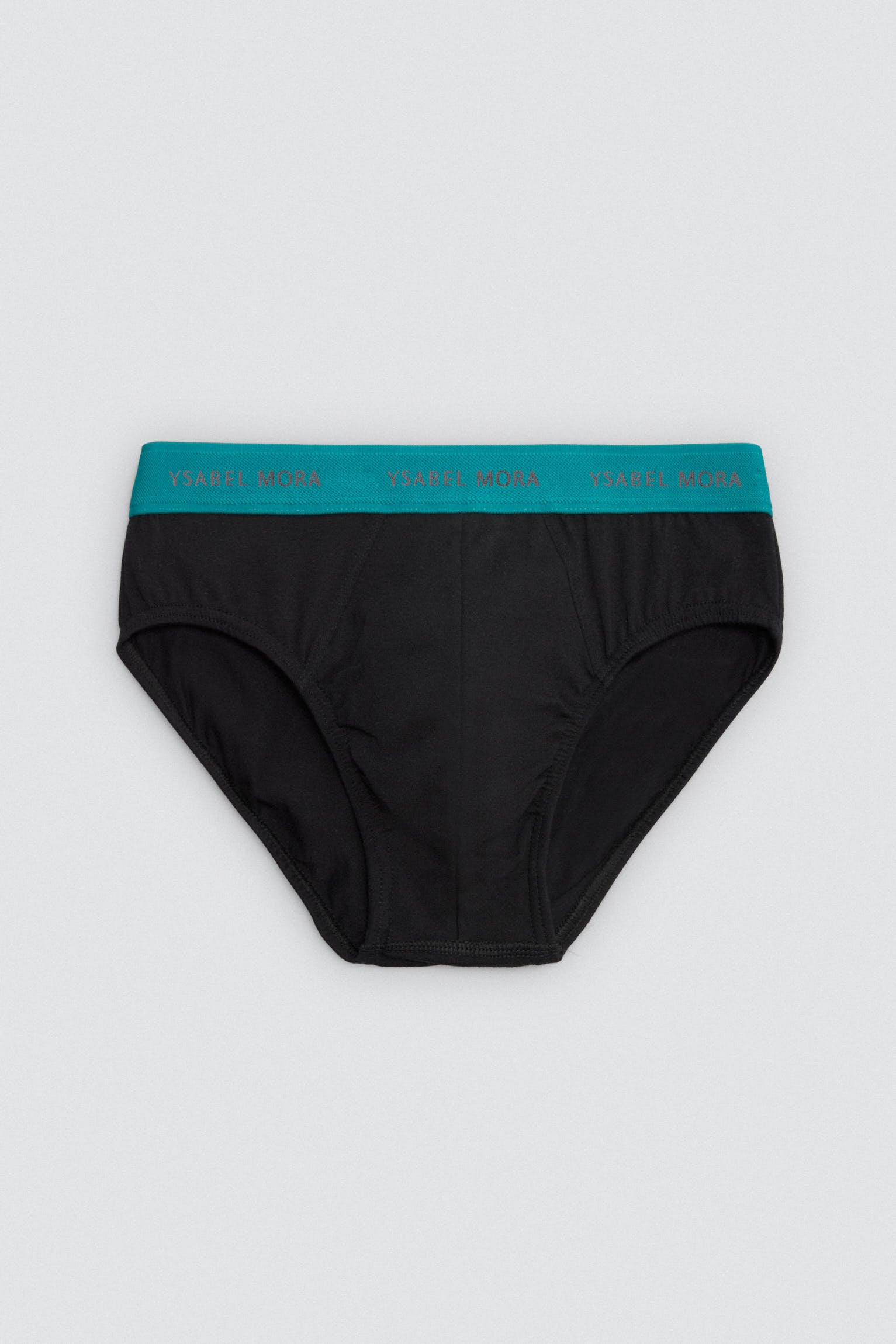 Pack of 6 basic black briefs with a colored band