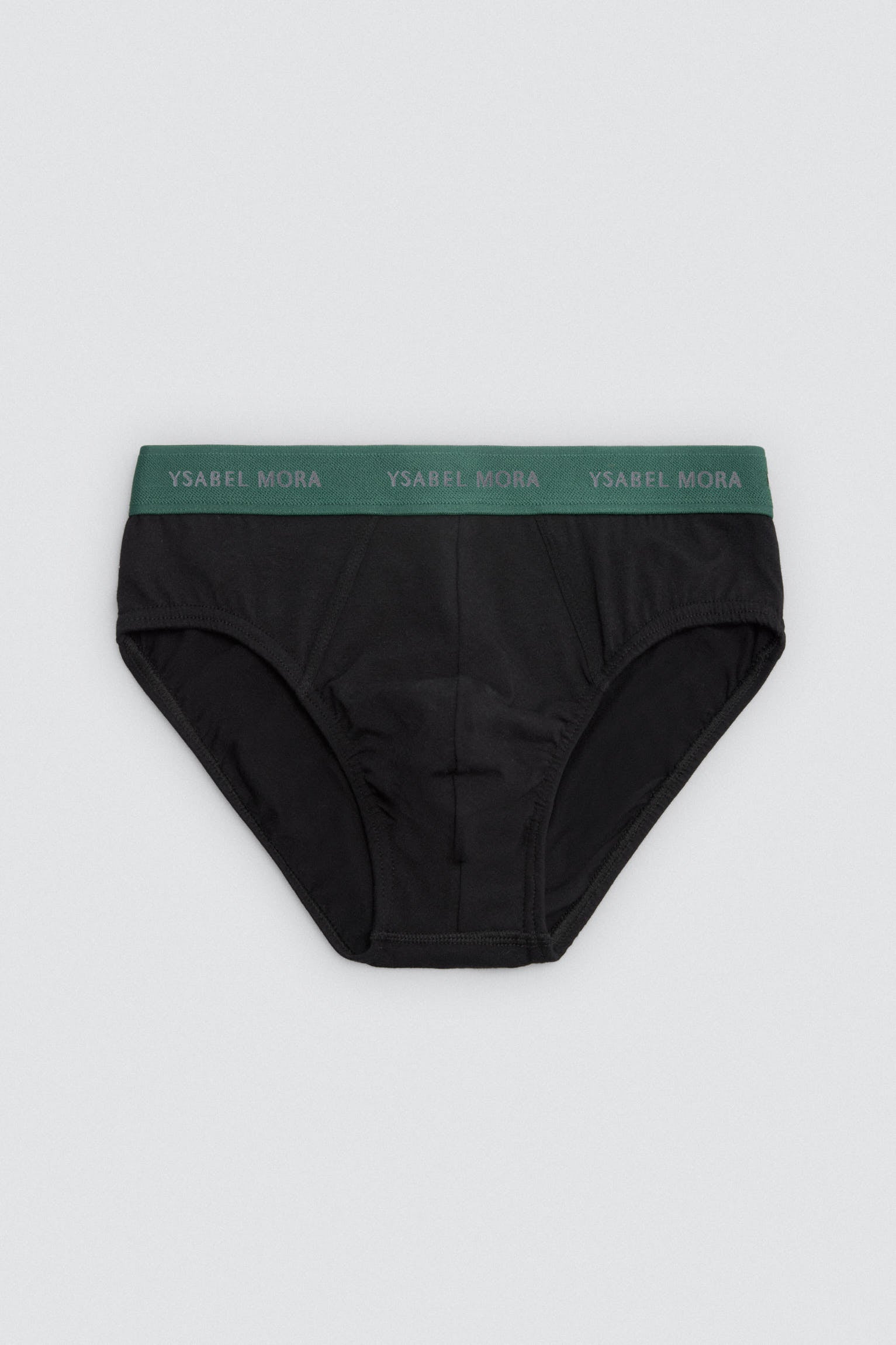 Pack of 6 basic black briefs with a colored band