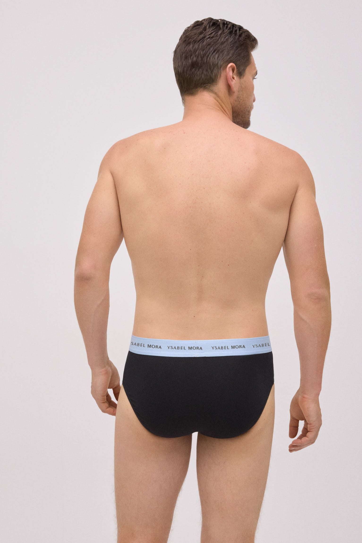 Pack of 6 basic black briefs with a colored band