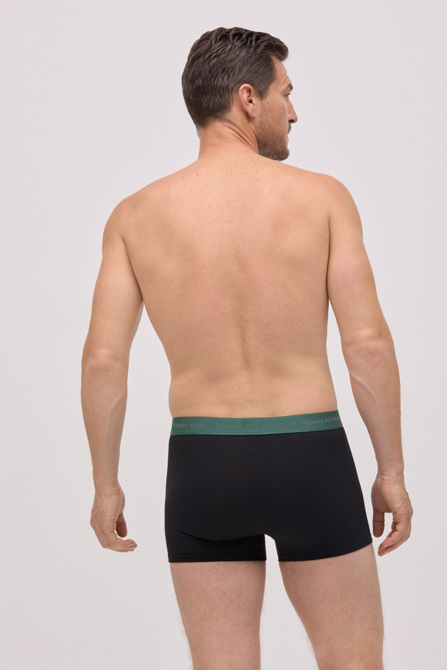 Pack of 6 black boxer briefs with a colored band