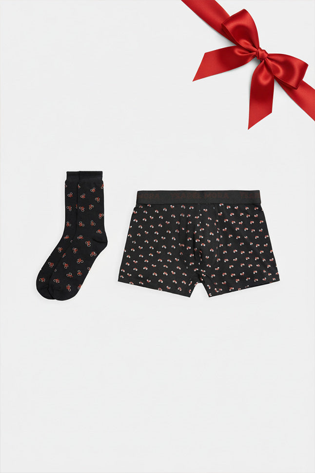 Motorcycle print boxer and sock pack
