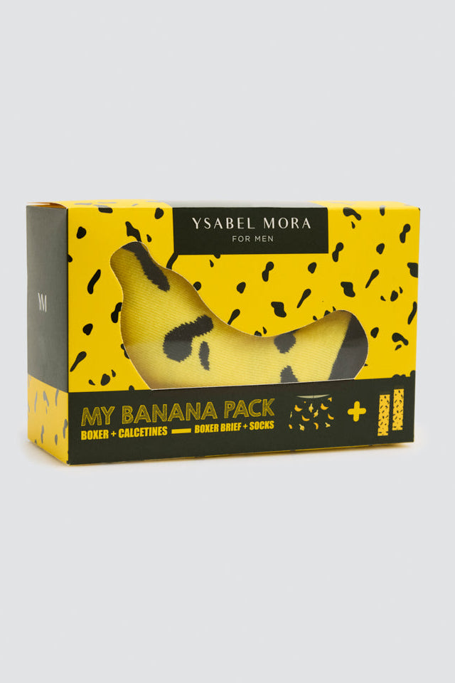Boxer and socks gift pack with banana print