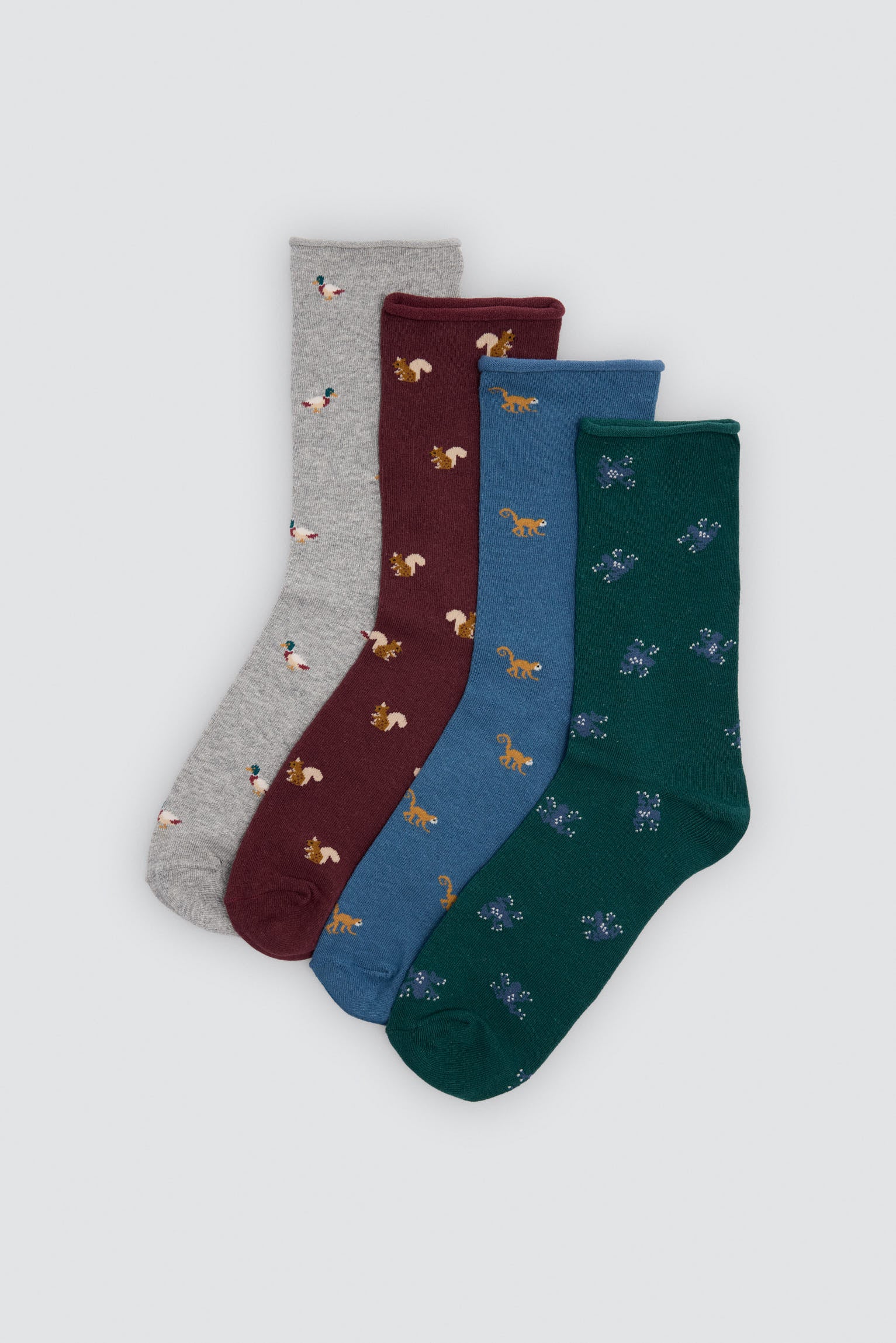 Pack of 4 cuffless socks with animal prints
