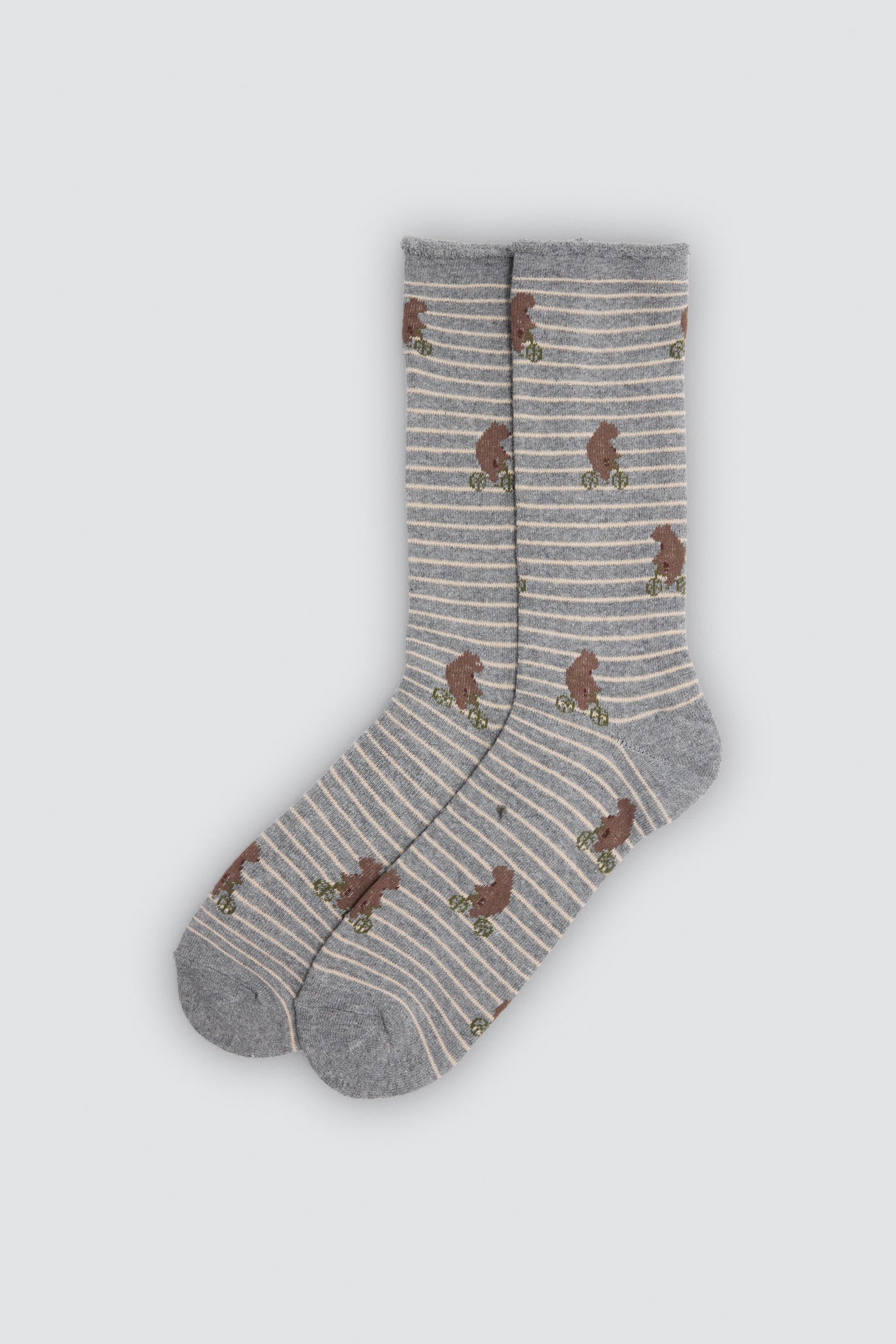 Pack of 3 cuffless thermal socks with stripe and polka-dot prints