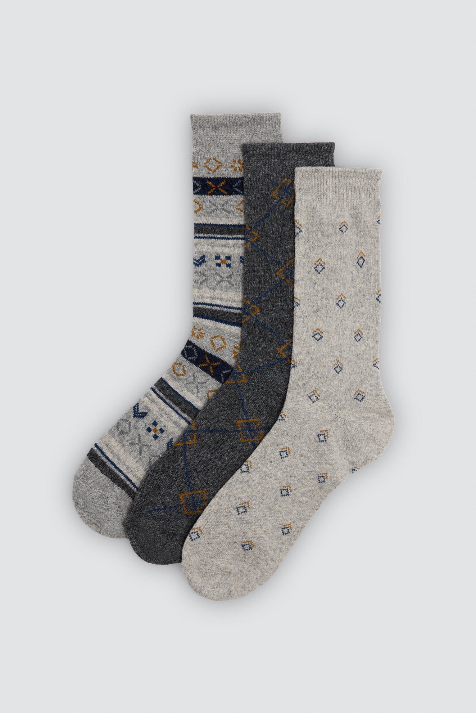 Pack of 4 men's wool socks with assorted prints