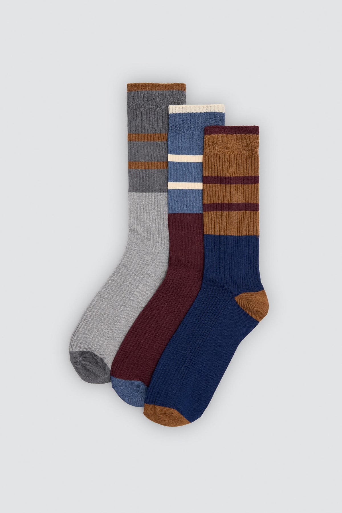 Pack of 3 ribbed striped socks