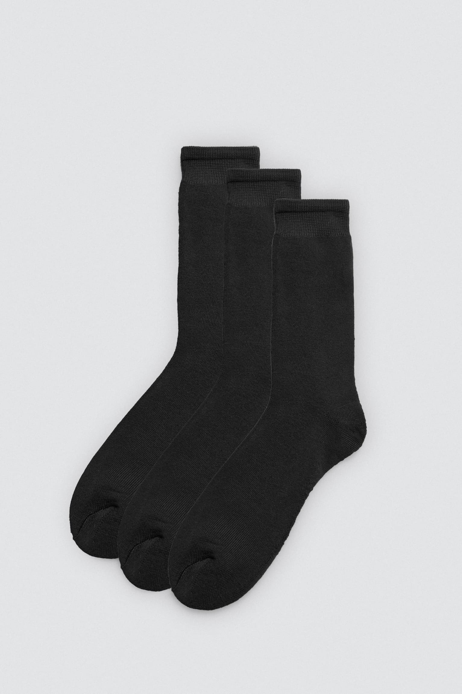 Pack of 3 high thermal socks with anti-pressure cuffs in black