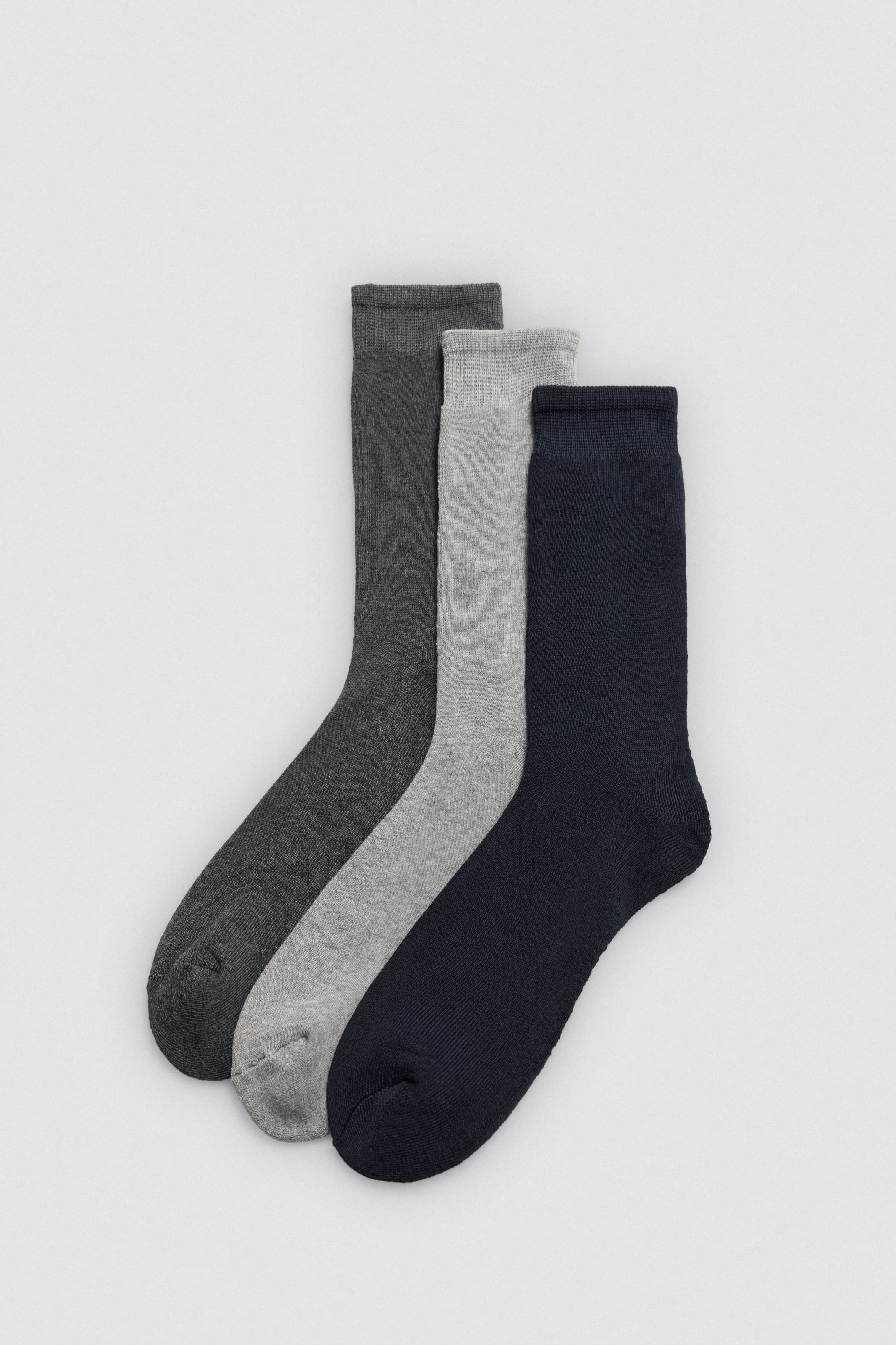 Pack of 3 high thermal socks with anti-pressure cuffs in neutral colors