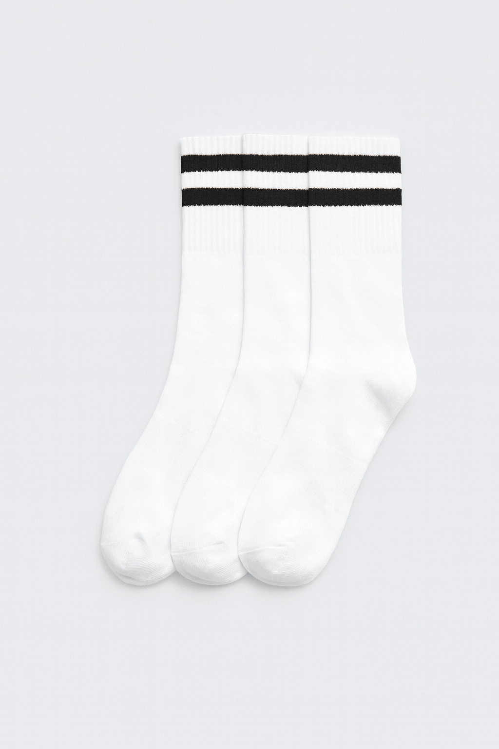 Pack of 3 white striped cuff sports socks