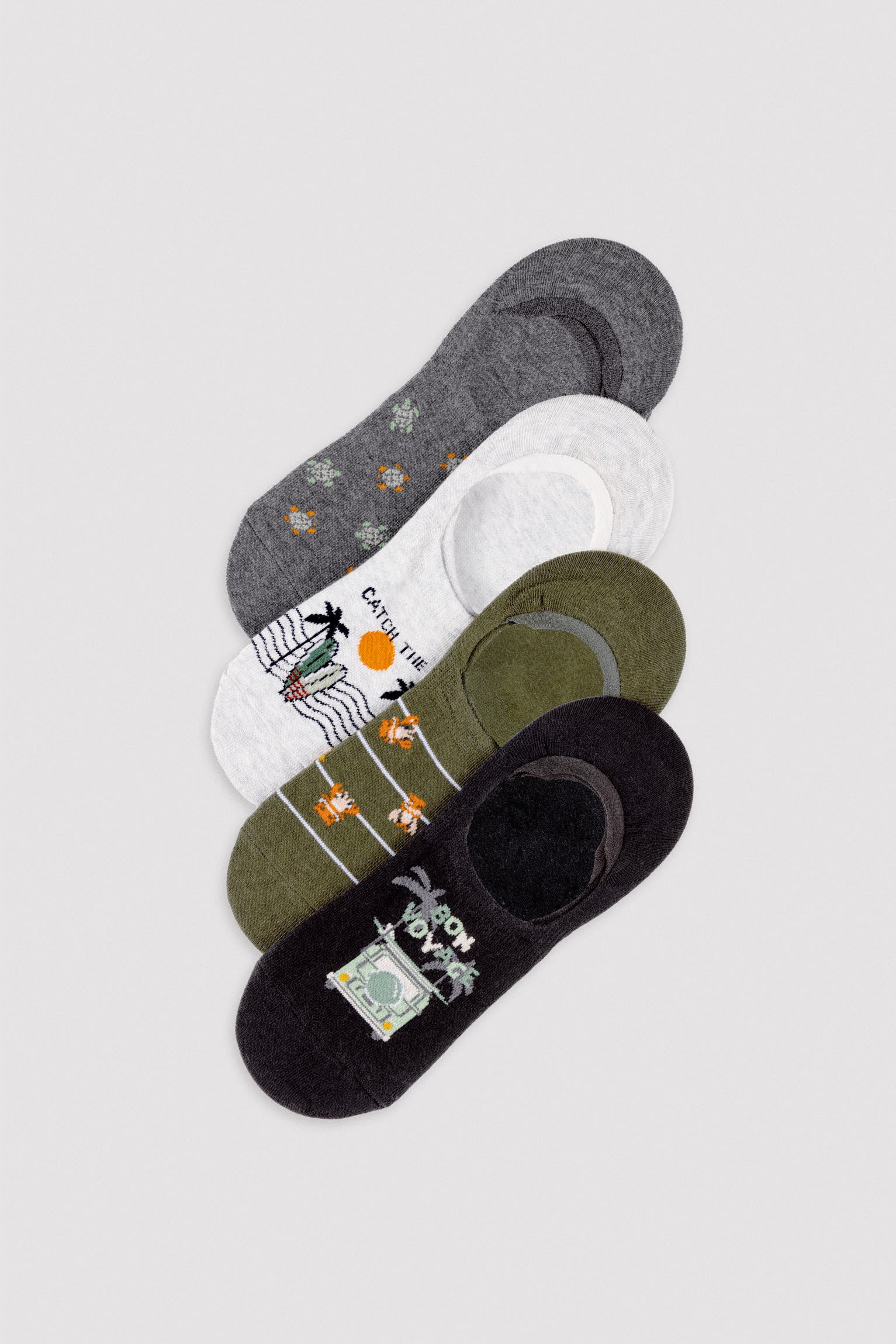 Pack of 4 men's pinkies with Bon Voyage print