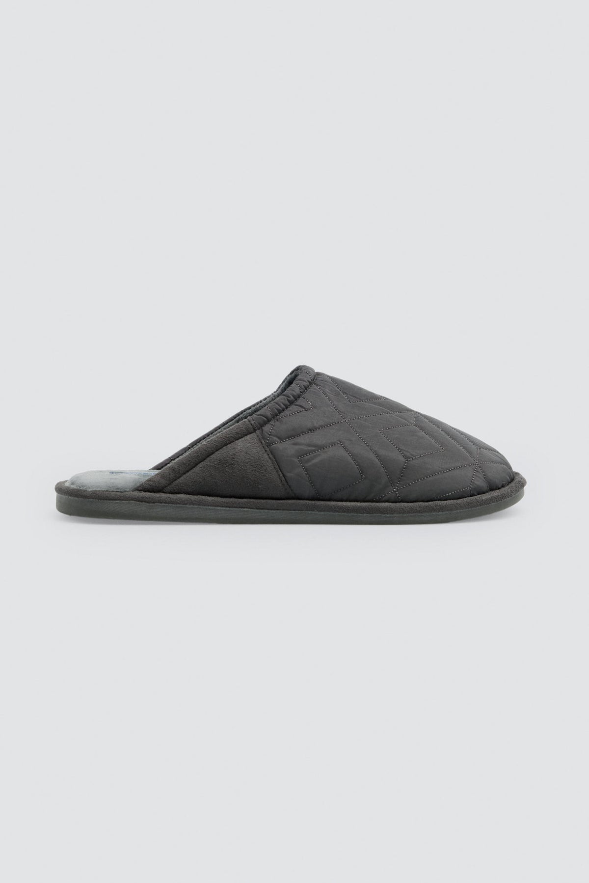 Men's green padded velvet-effect house slippers