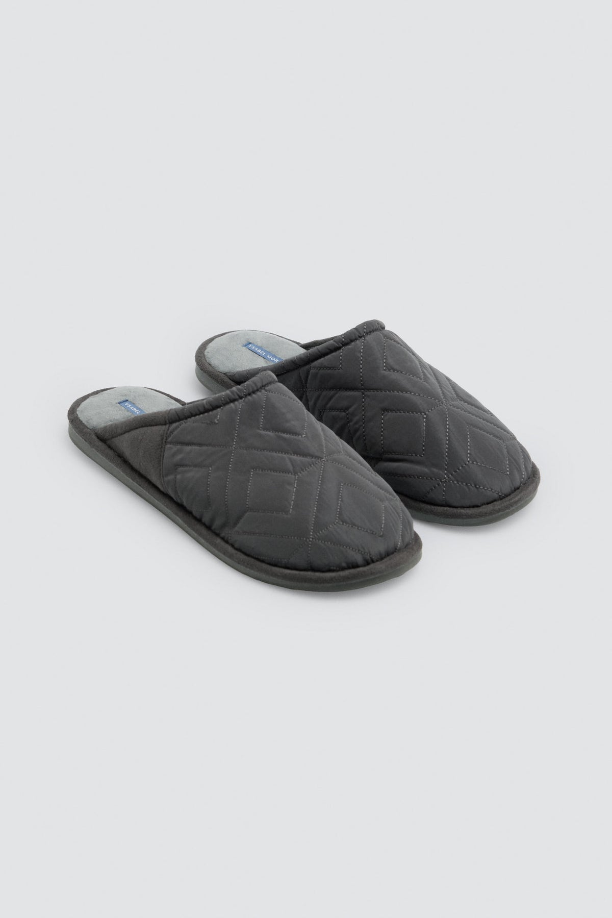 Men's green padded velvet-effect house slippers