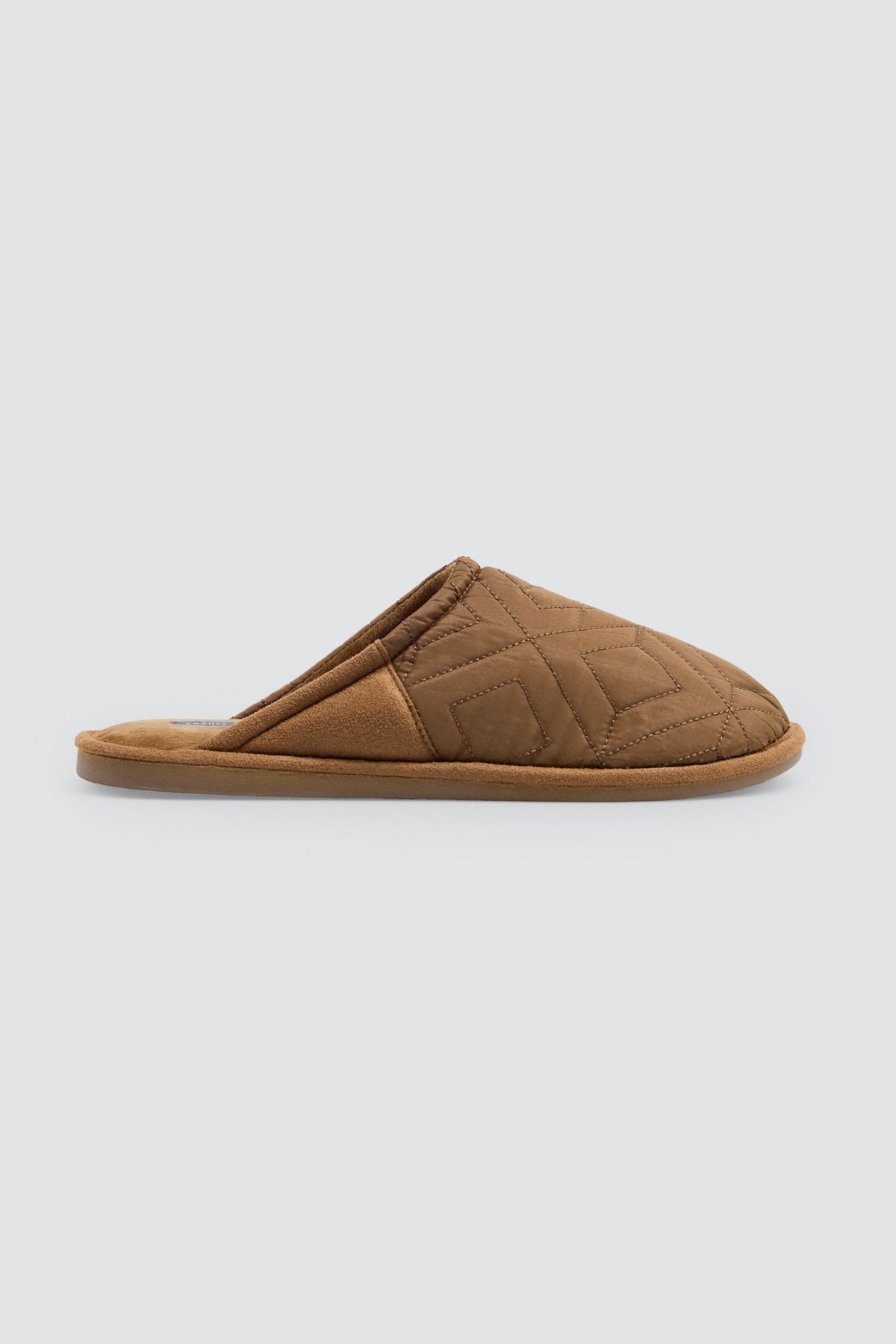 Men's ochre padded velvet-effect house slippers