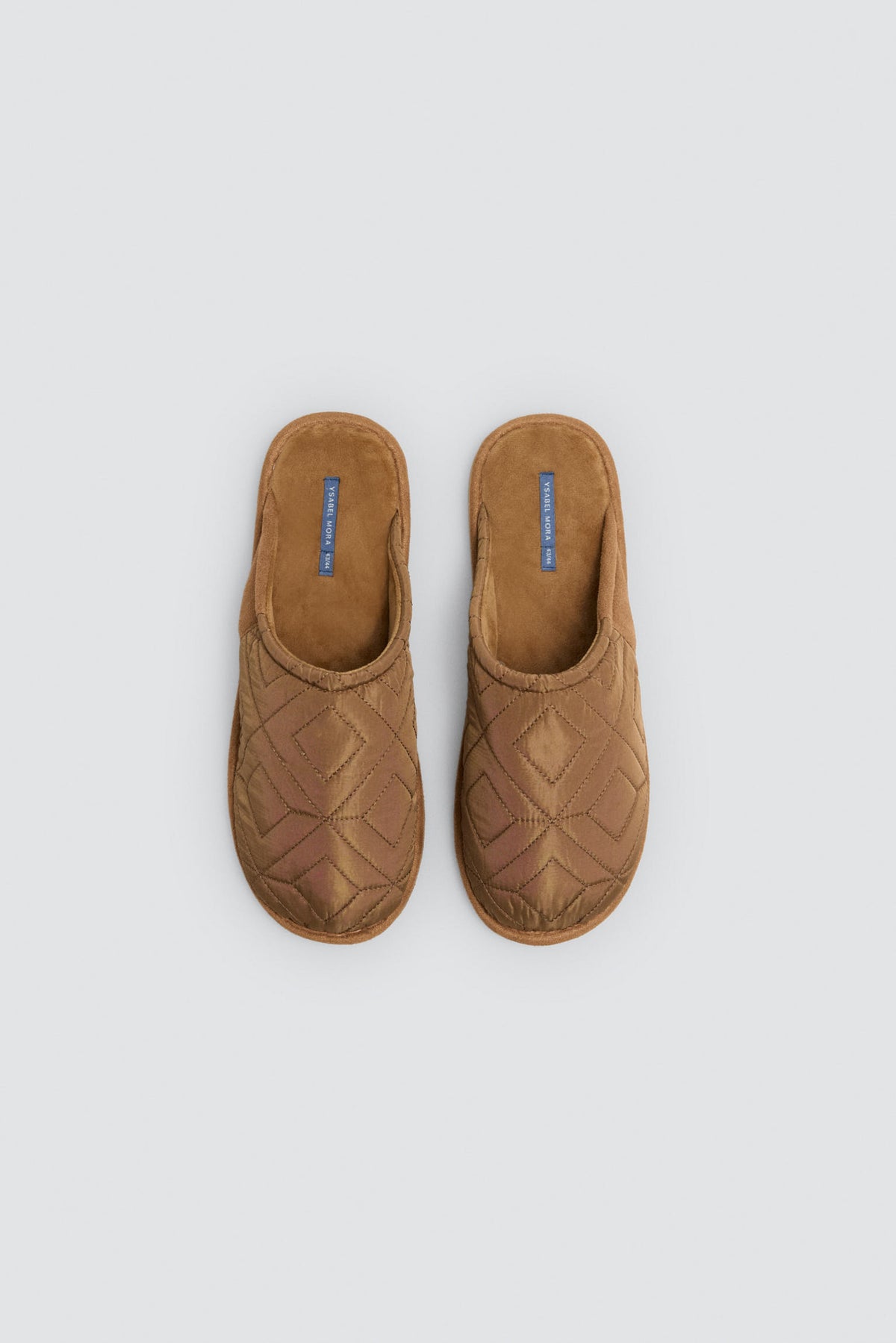 Men's ochre padded velvet-effect house slippers