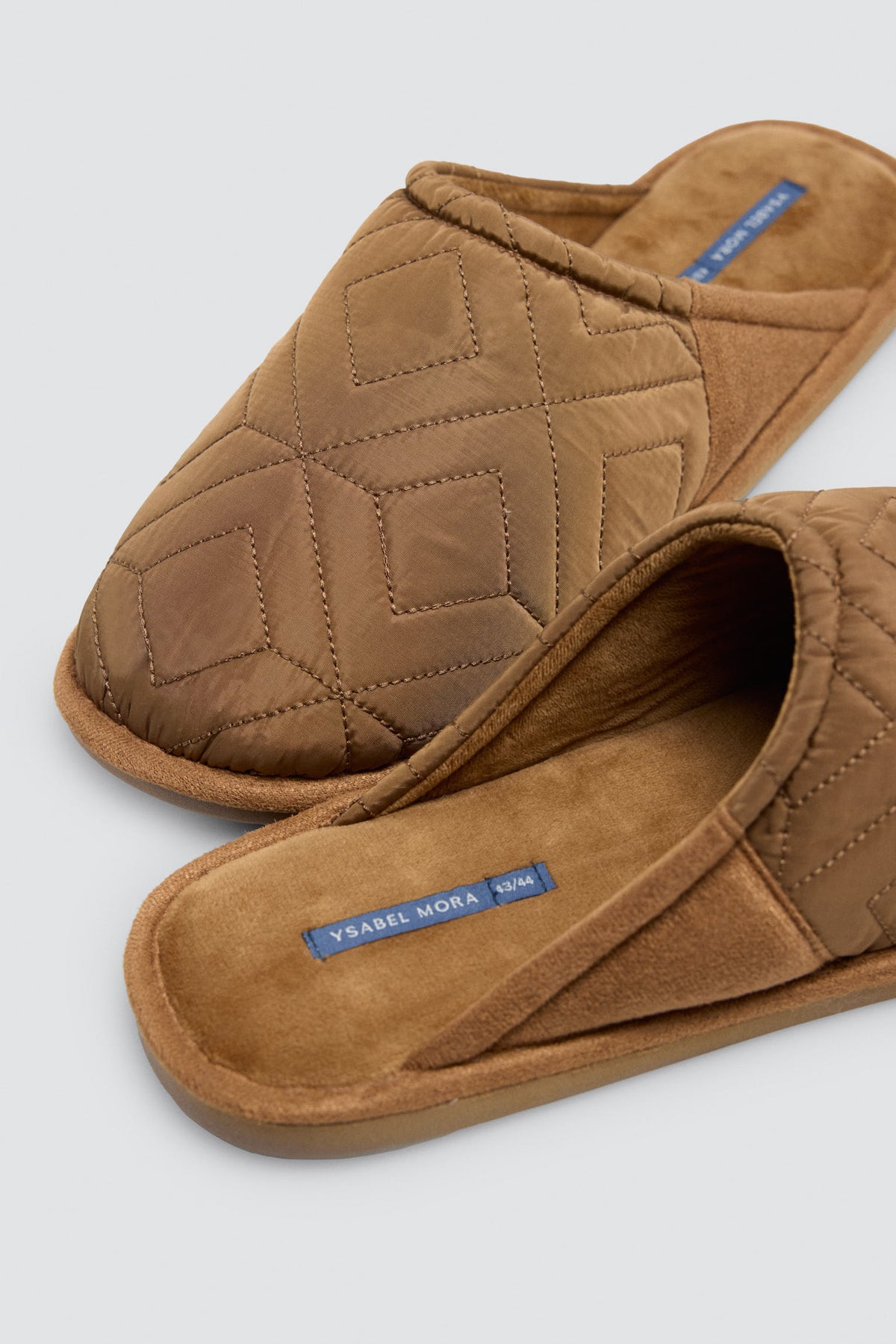 Men's ochre padded velvet-effect house slippers