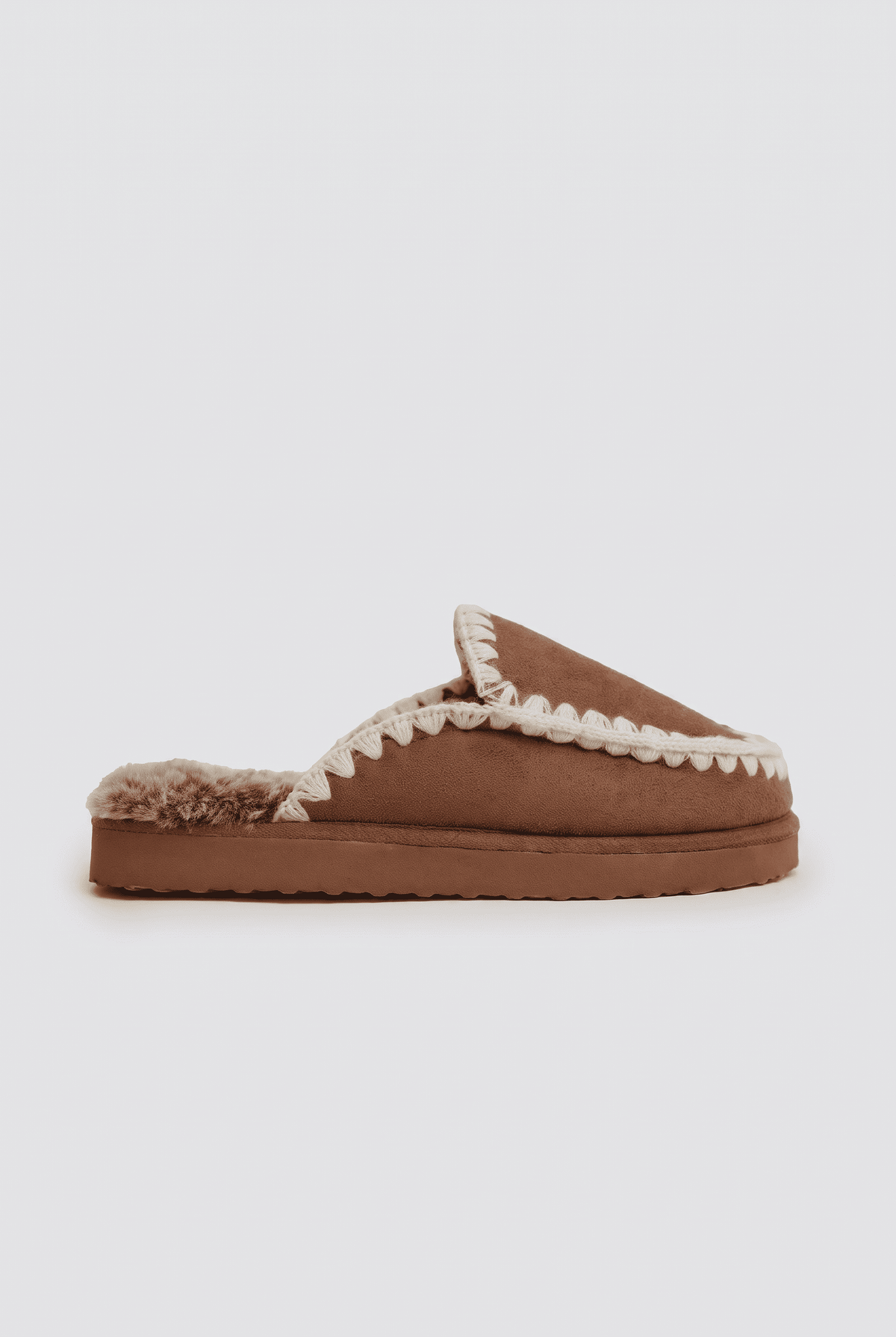 Camel moccasin-style house slippers