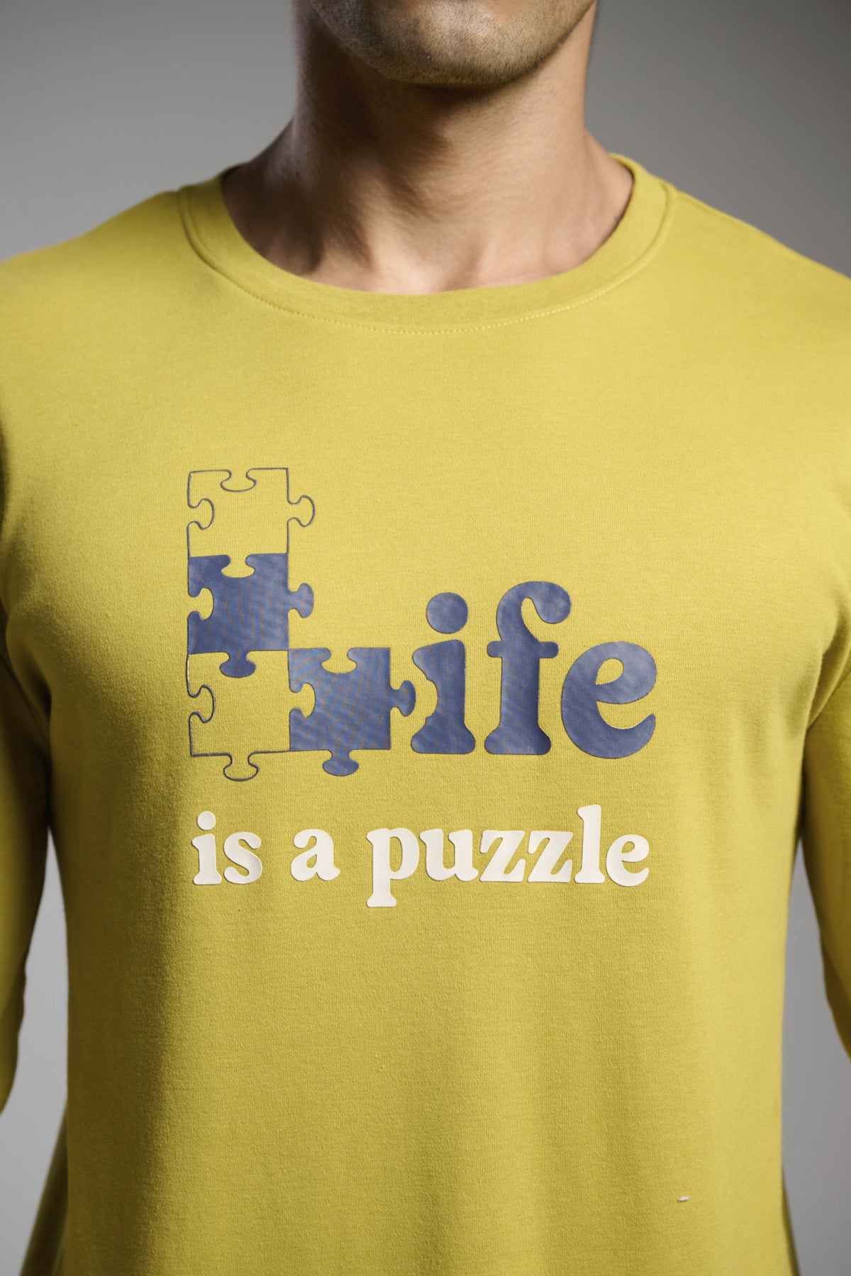 Men's long brushed puzzle-print pyjamas with pocket detail