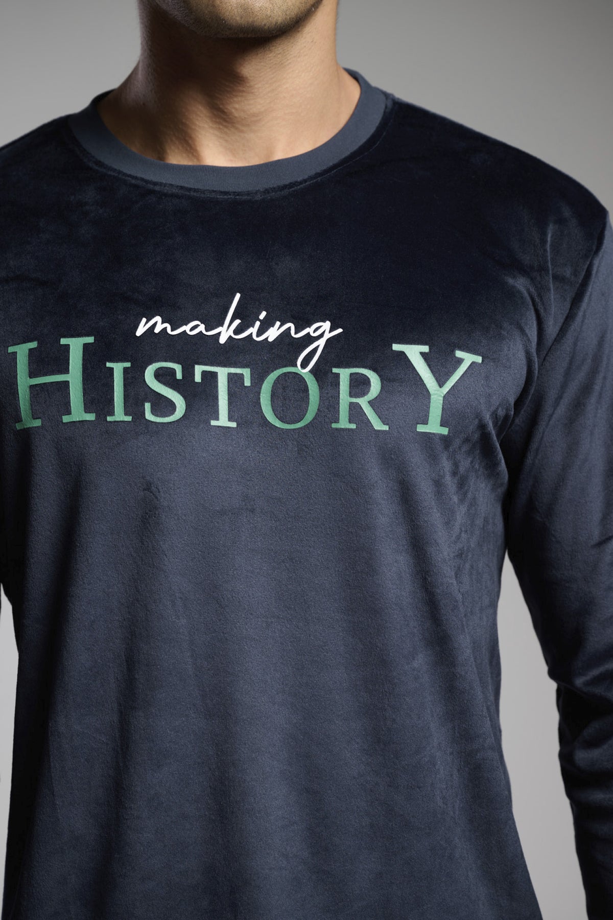 Men's long velvet Making History checked pyjamas