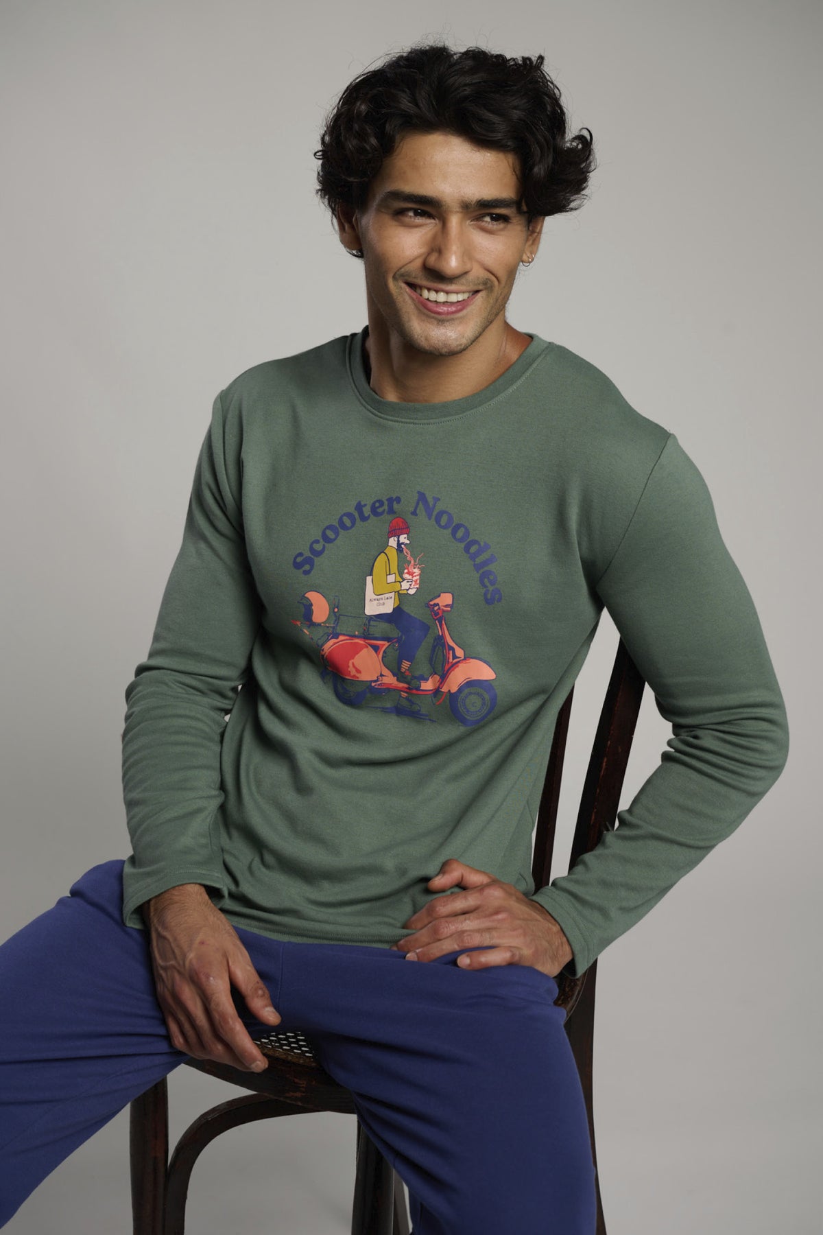 Men's long brushed Scooter Noodles printed pyjamas