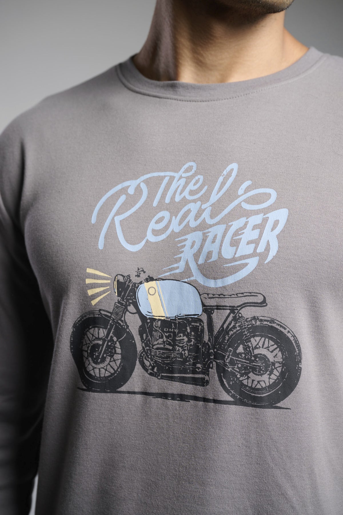 Men's long brushed The Real Racer biker-print pyjamas