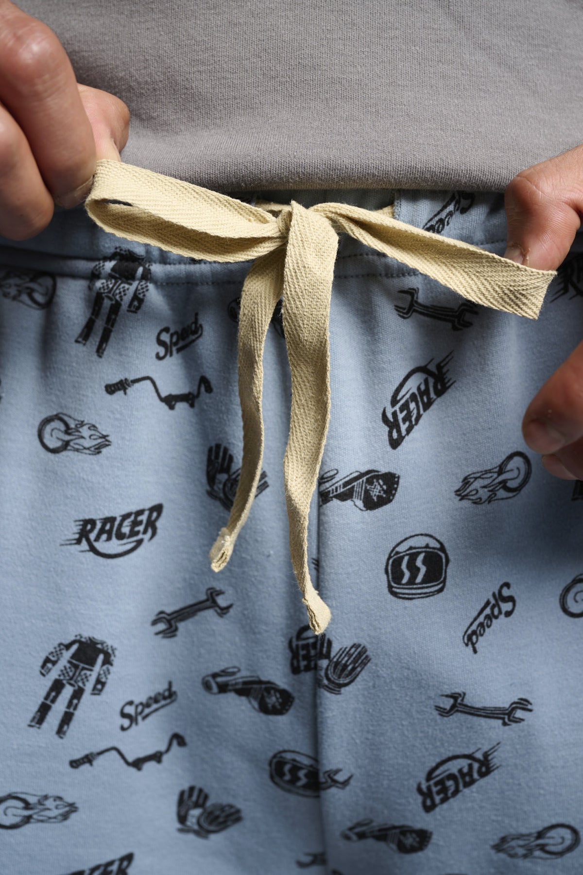 Men's long brushed The Real Racer biker-print pyjamas