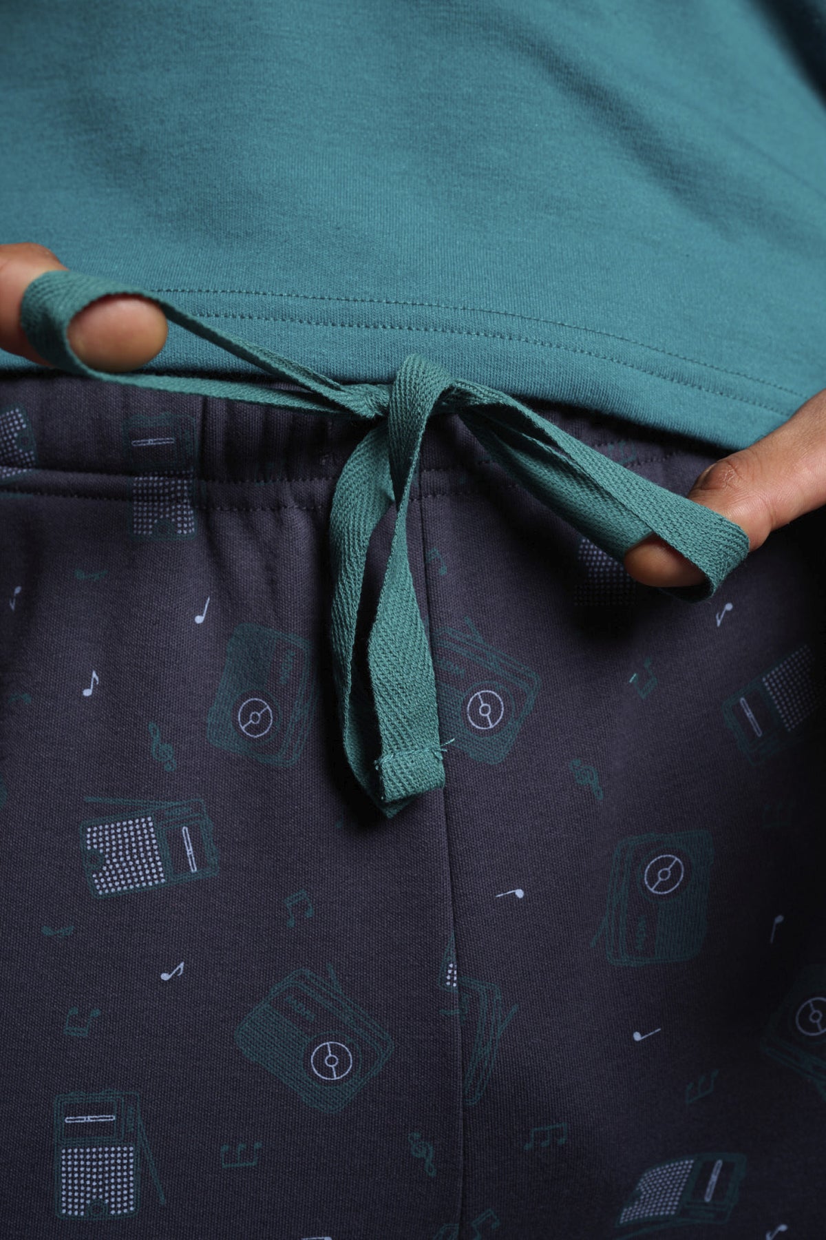 Men's long brushed radio-print pyjamas