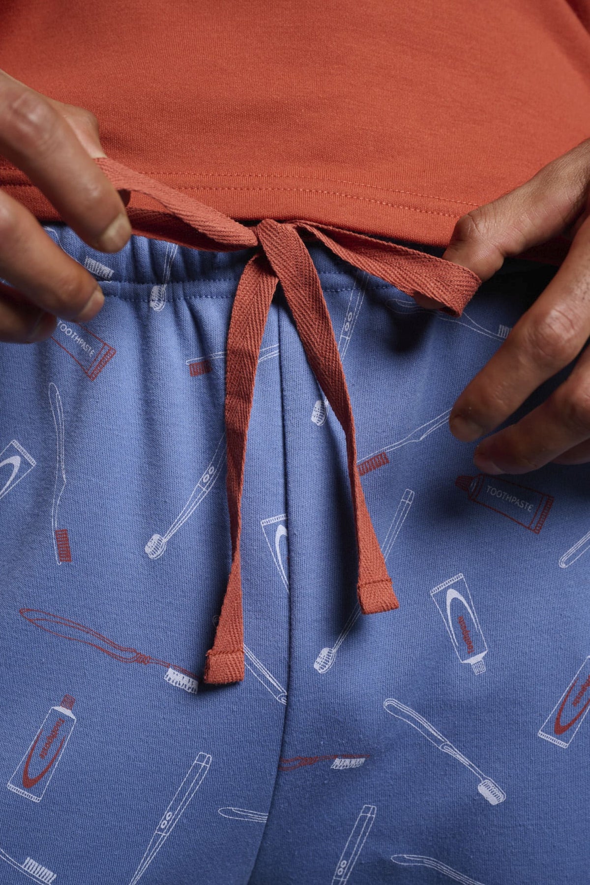 Men's long brushed cutlery-print pyjamas