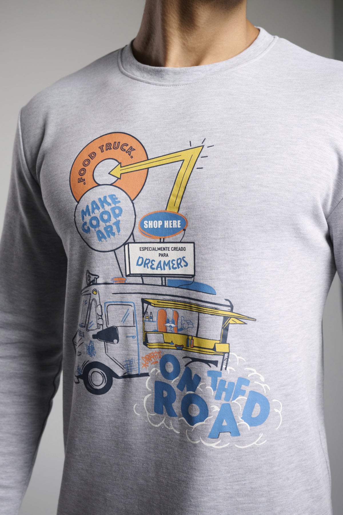 Men's long brushed Food Truck printed pyjamas