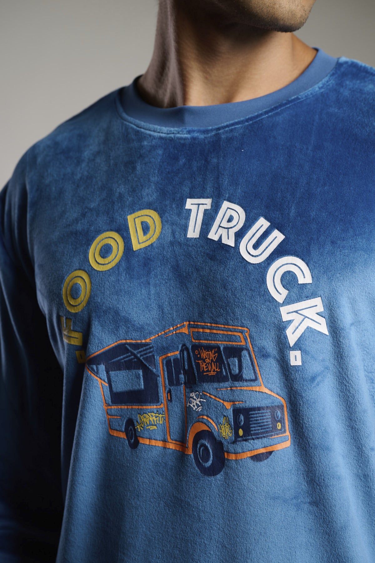 Men's long velvet Food Truck printed pyjamas