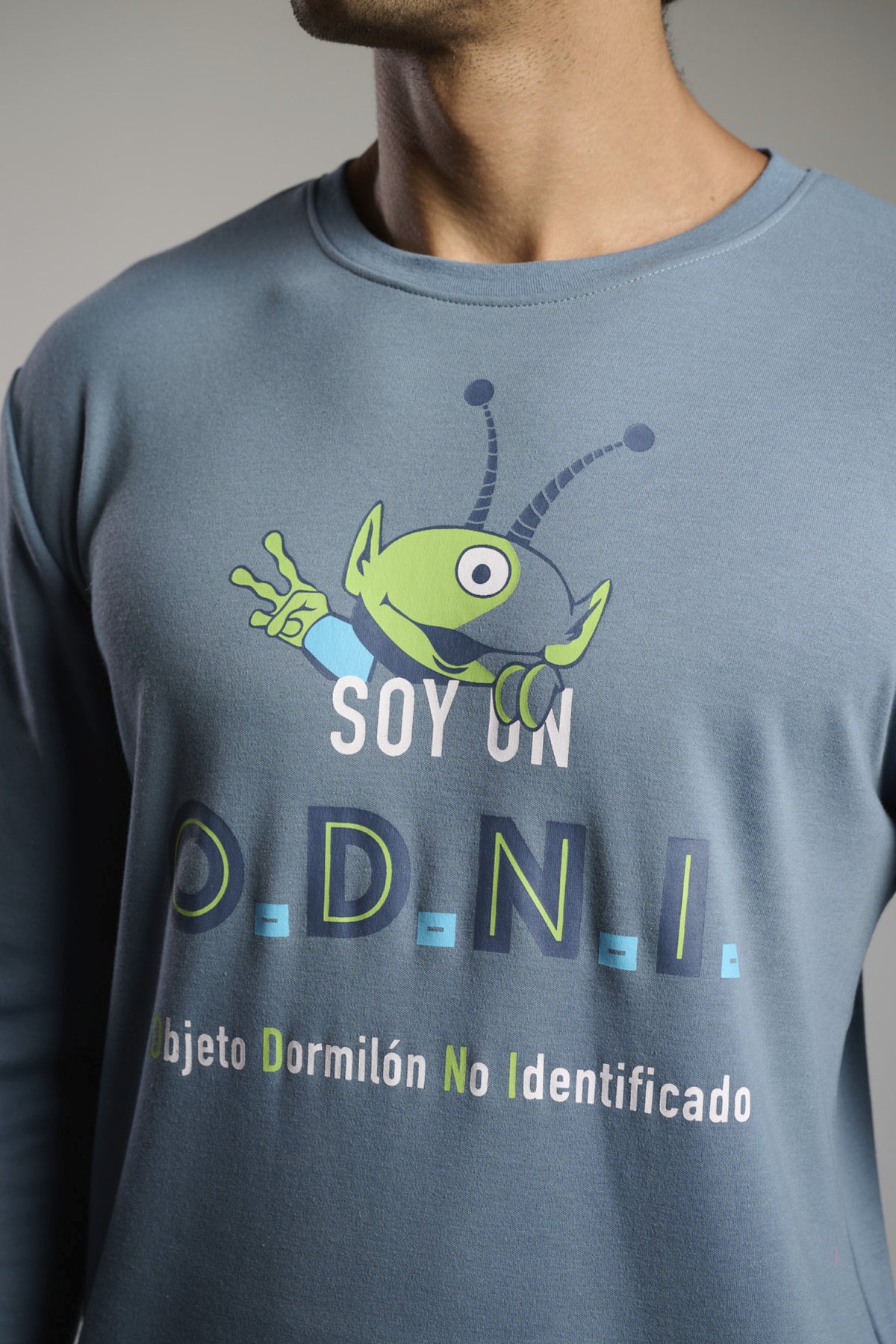 Men's long brushed alien-print ODNI pyjamas