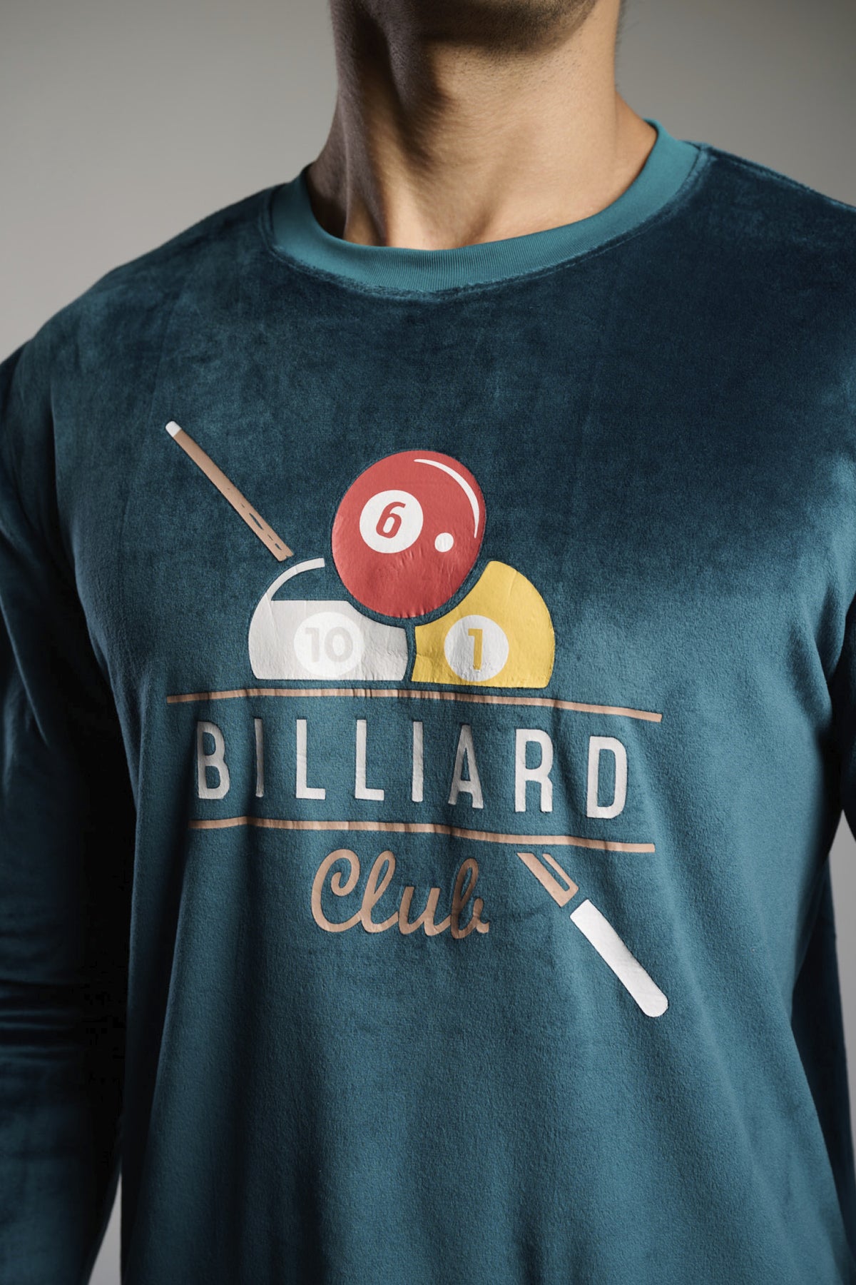 Men's long velvet billiards-print pyjamas