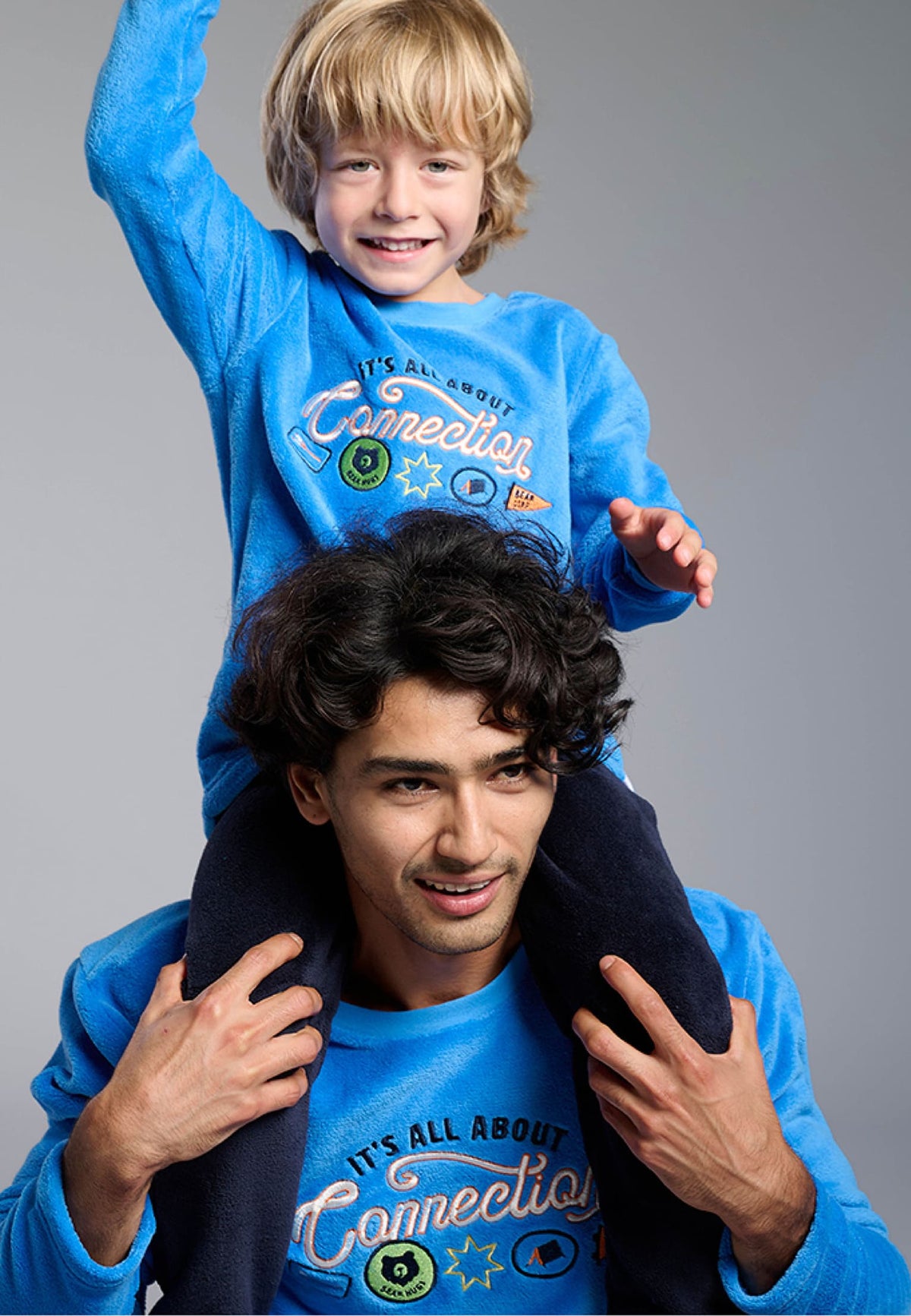Boys' long coral fleece It's all about connection pyjamas