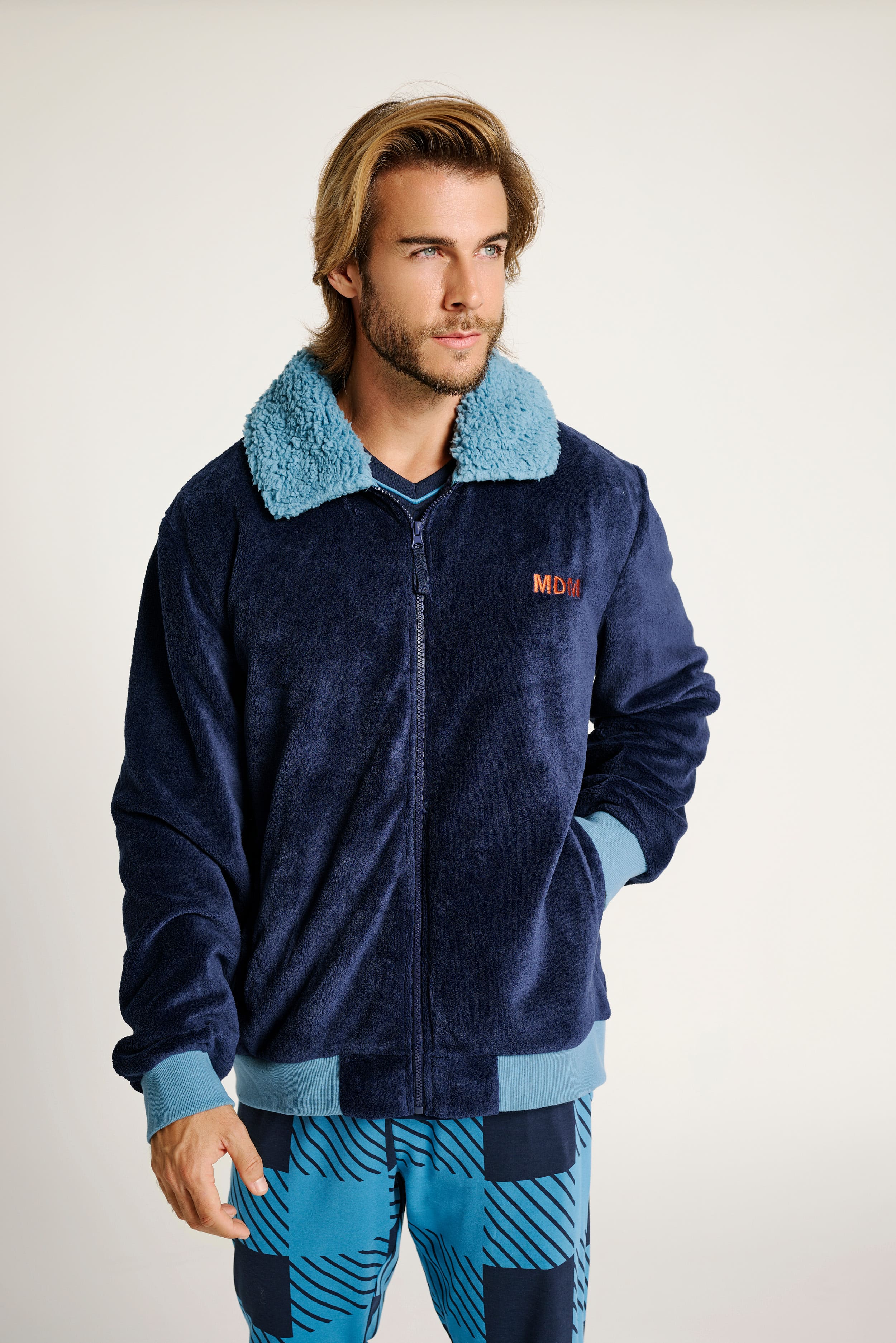 Men's jacket-style zippered gown